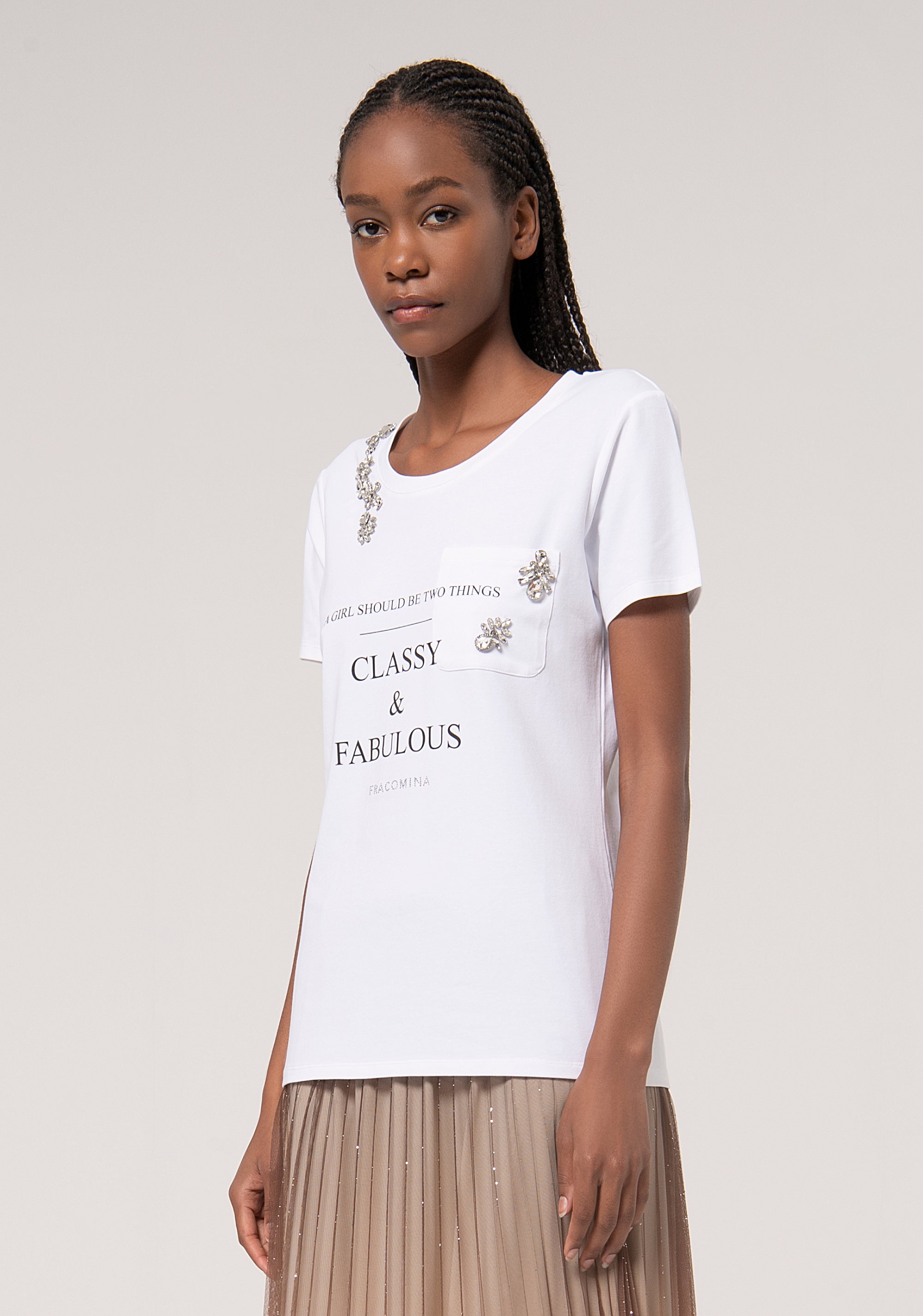 T-shirt regular in jersey di cotone stretch FR24WT3011J401R9-278 Fracomina