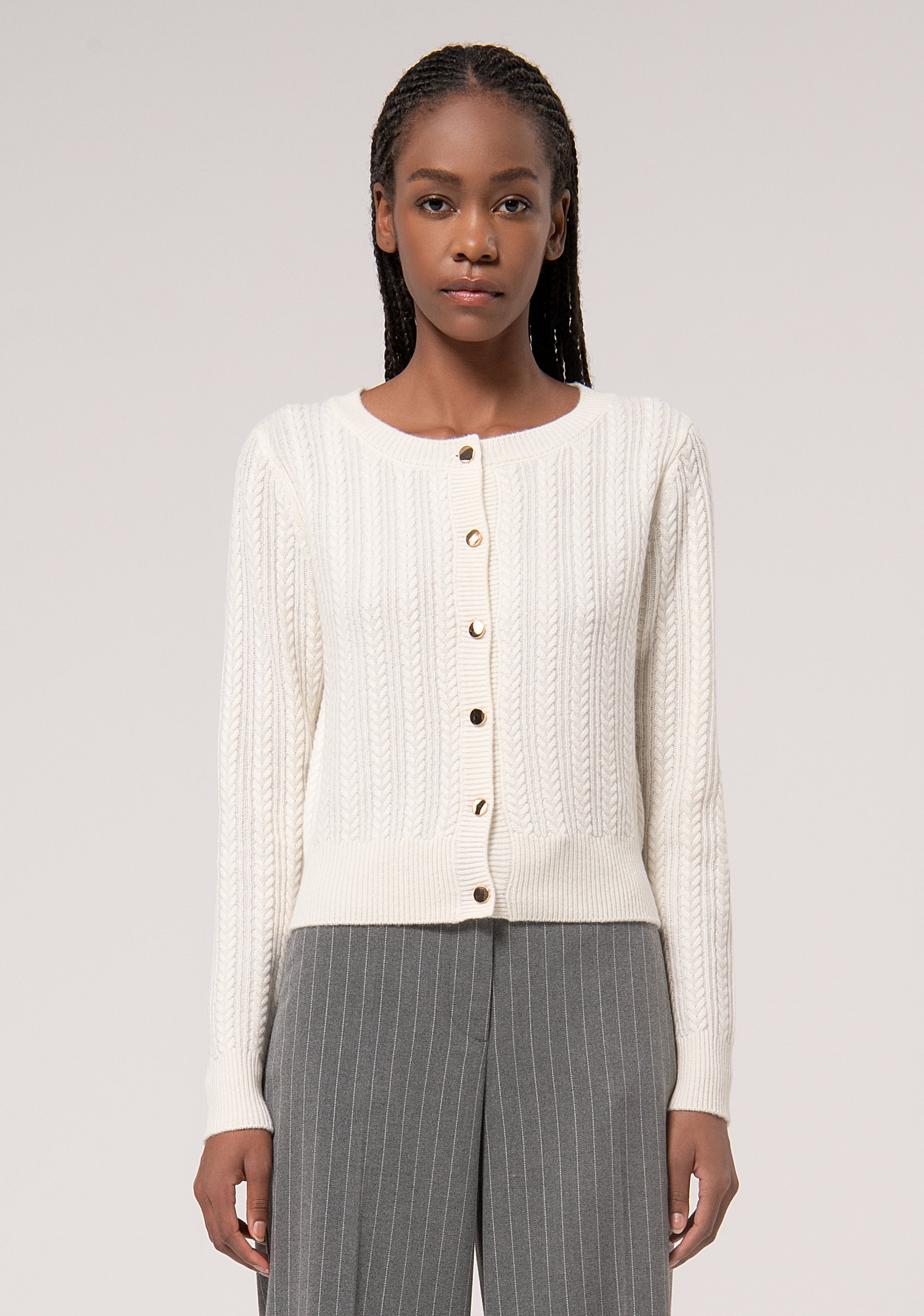 Cardigan regular in lana e cachemire FR24WT8016K53201-108 Fracomina