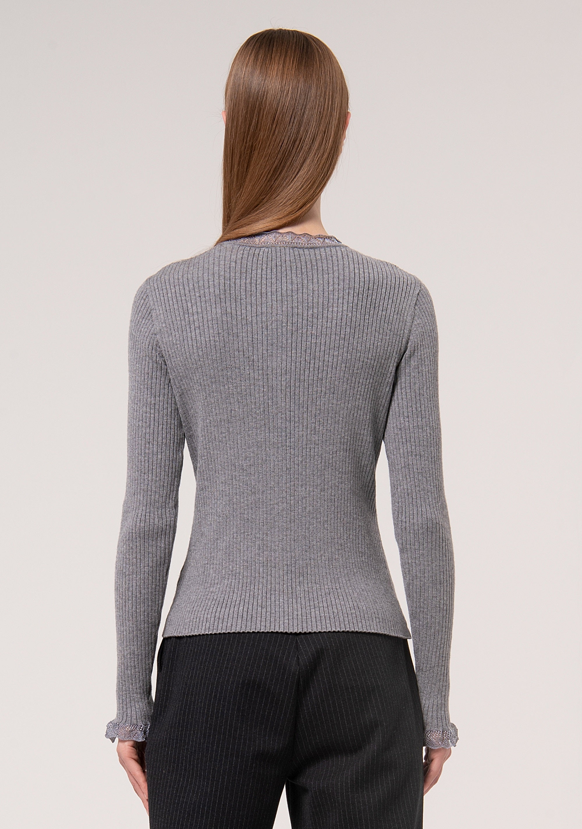 Cardigan slim a costine con strass luminosi