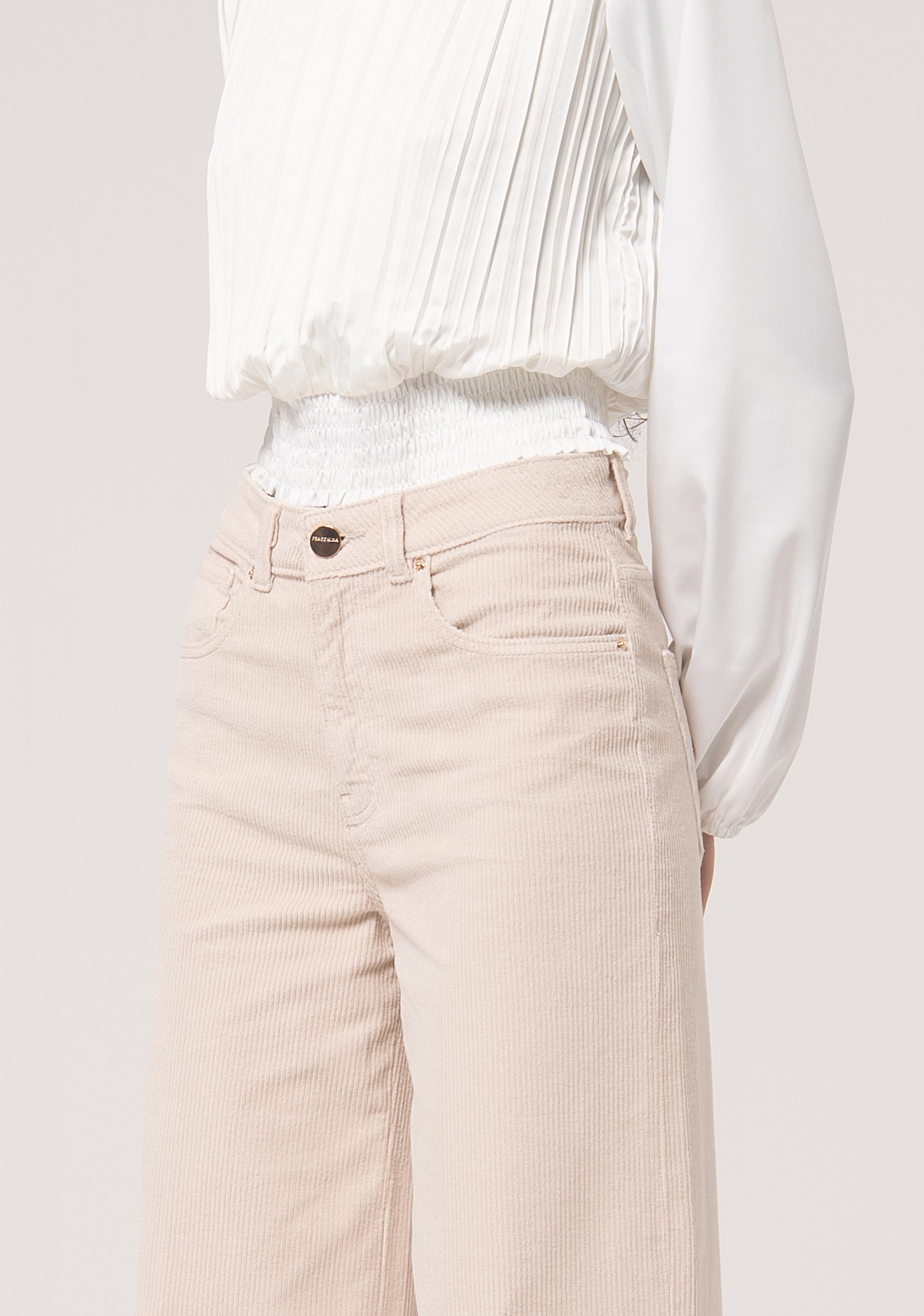 Pantalone flare a palazzo in velluto mille righe