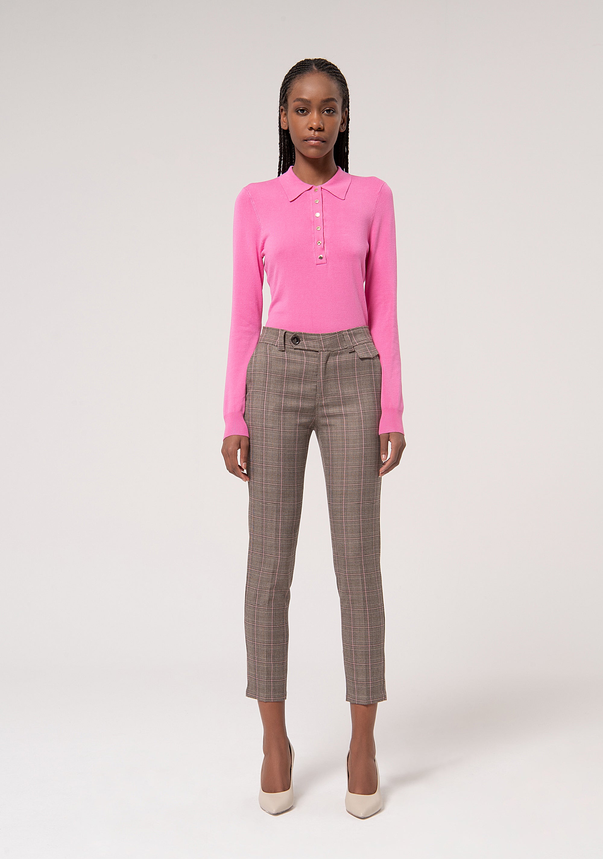 Pantalone chino slim in tessuto Principe di Galles FR24WV4005W71995-L20 Fracomina