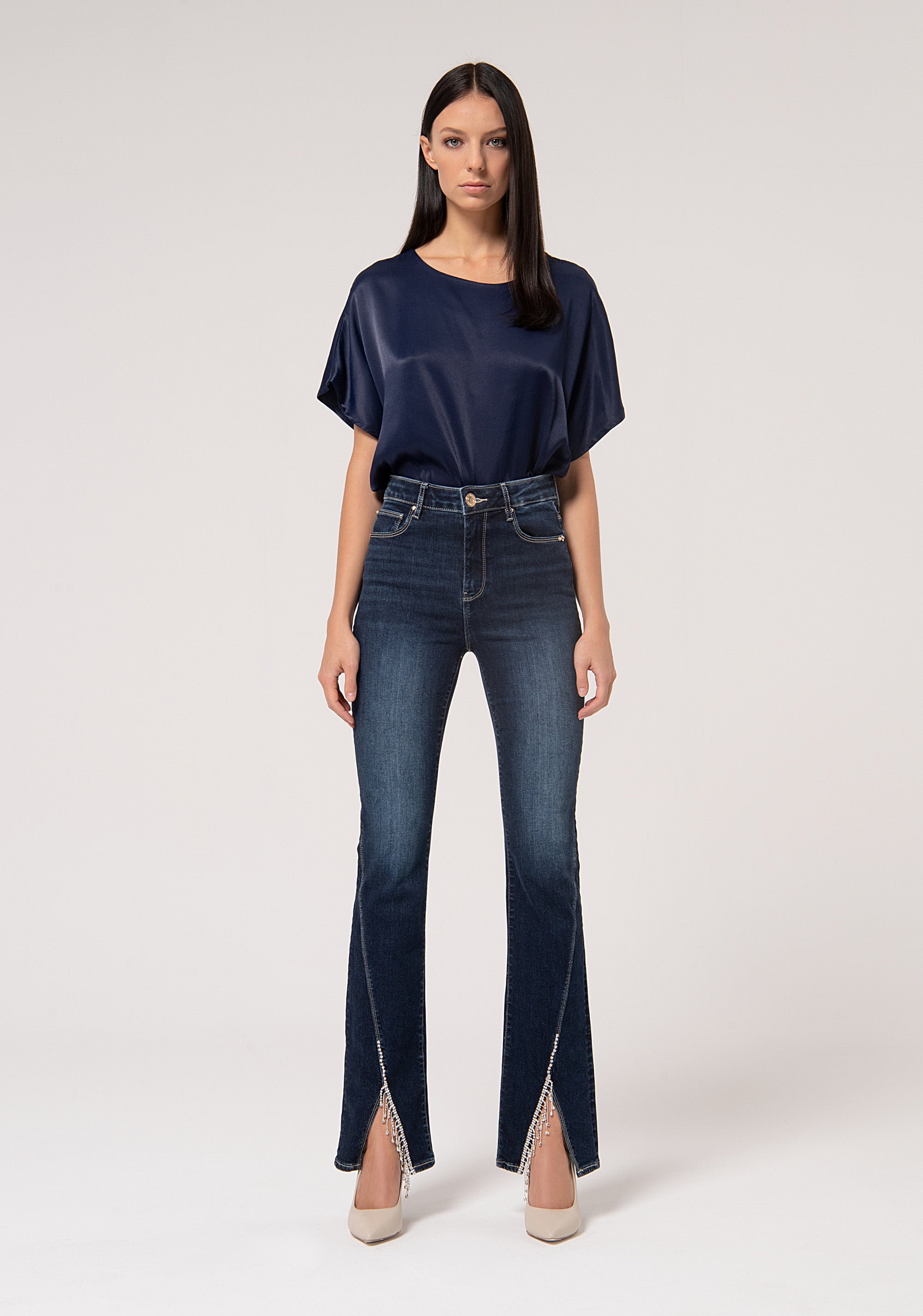 Jeans bootcut in denim con lavaggio scuro FR24WVA008D409R9-117 Fracomina