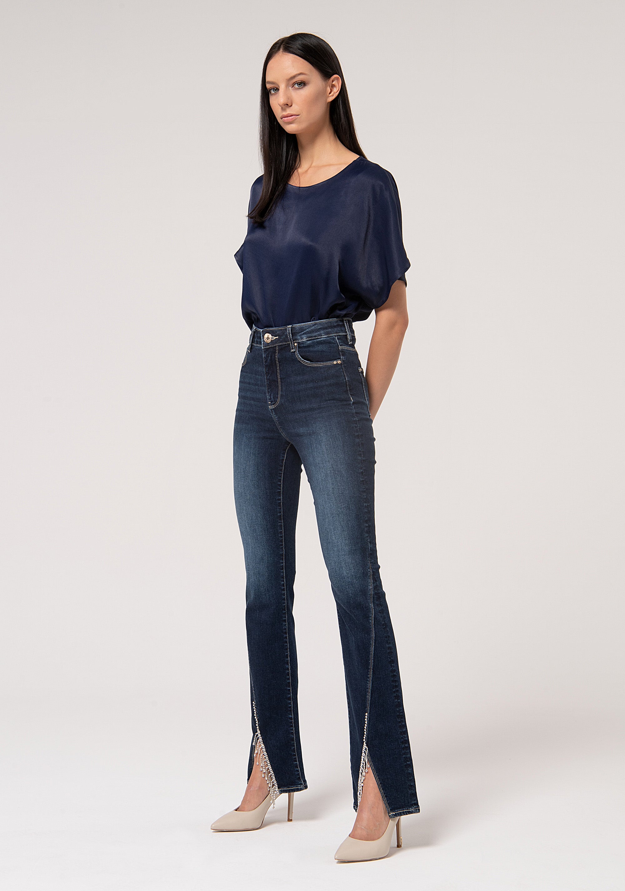 Jeans bootcut in denim con lavaggio scuro FR24WVA008D409R9-117 Fracomina