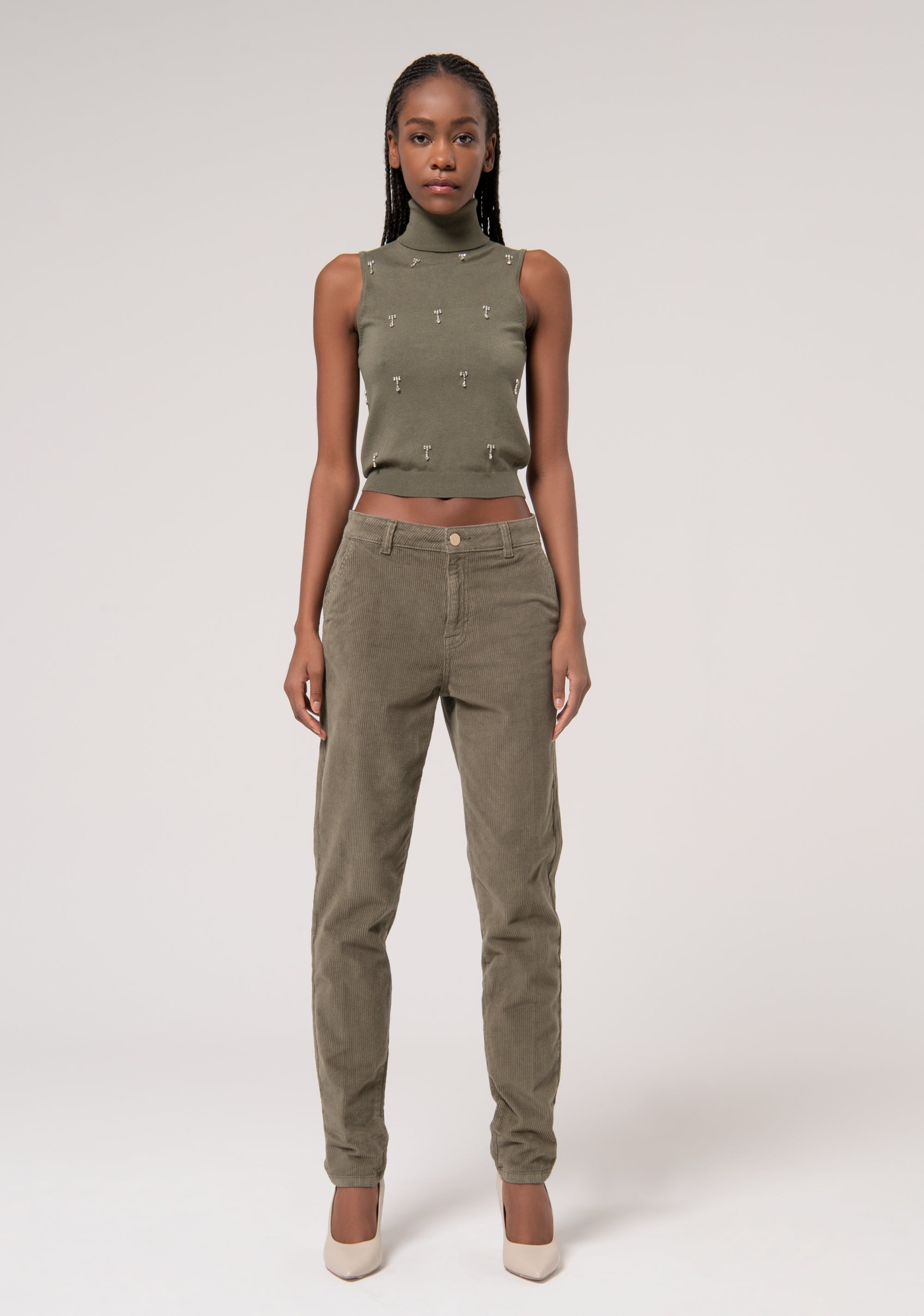 Pantalone regular in velluto 1000 righe FR24WVD004W56901-205 Fracomina