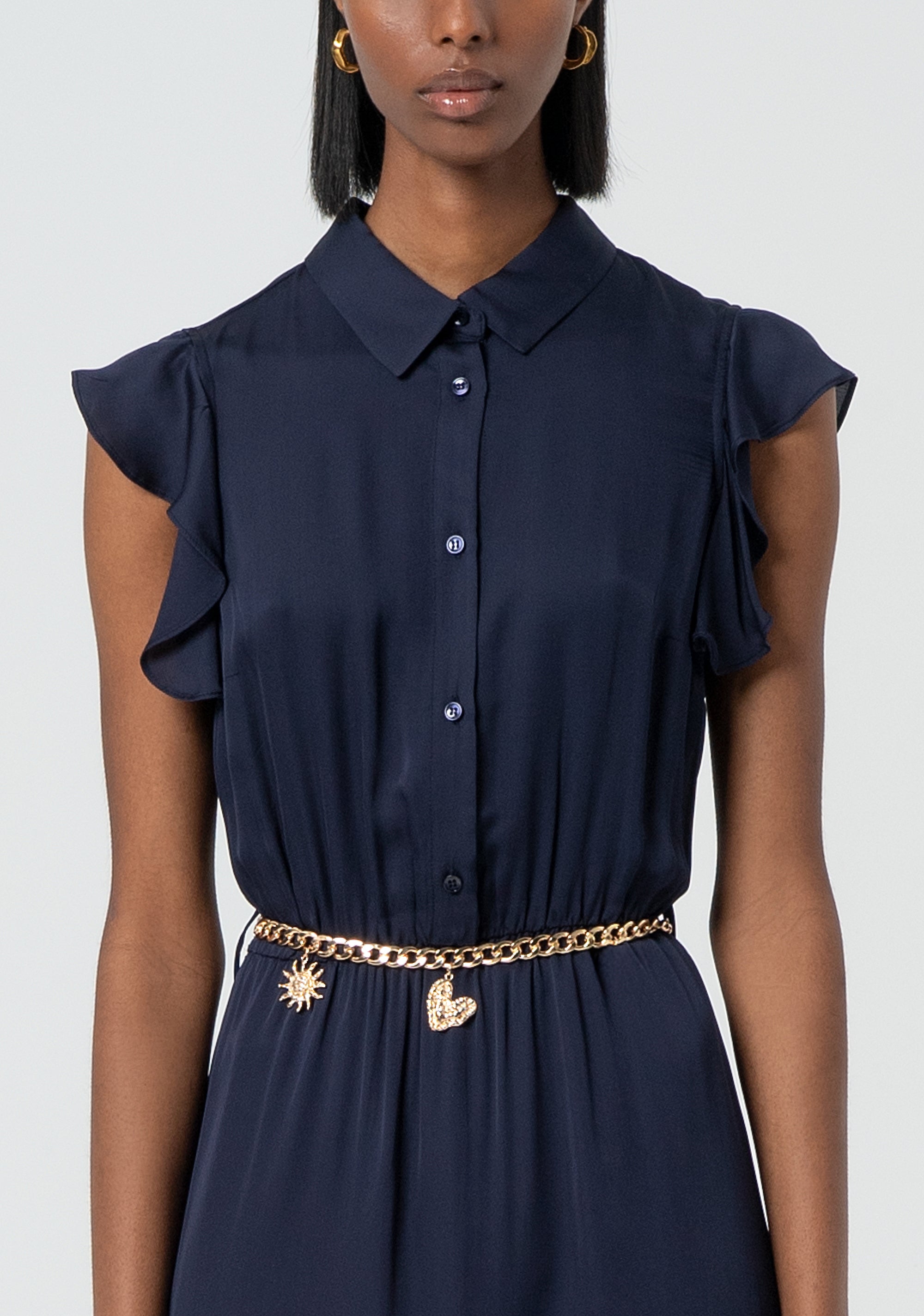 Abito regular chemisier midi con seta