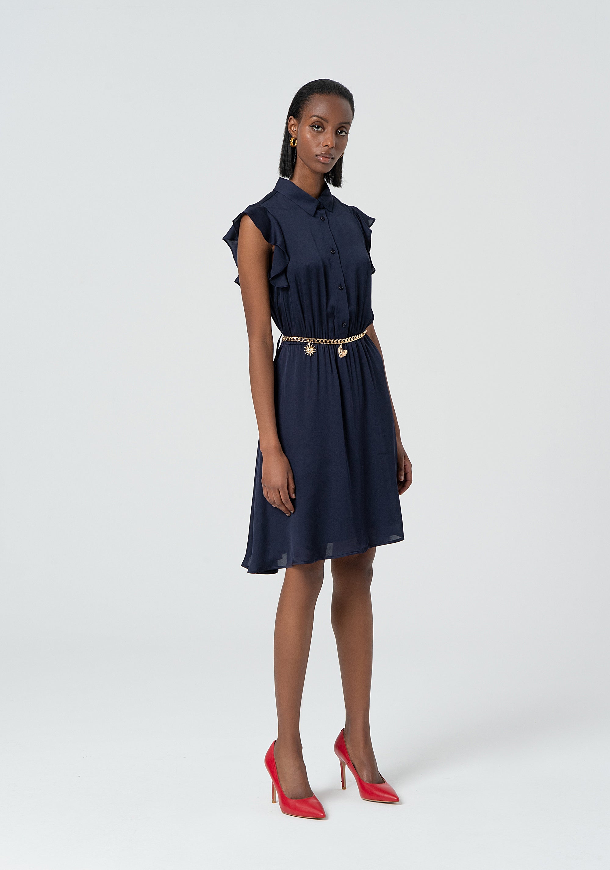 Abito regular chemisier midi con seta