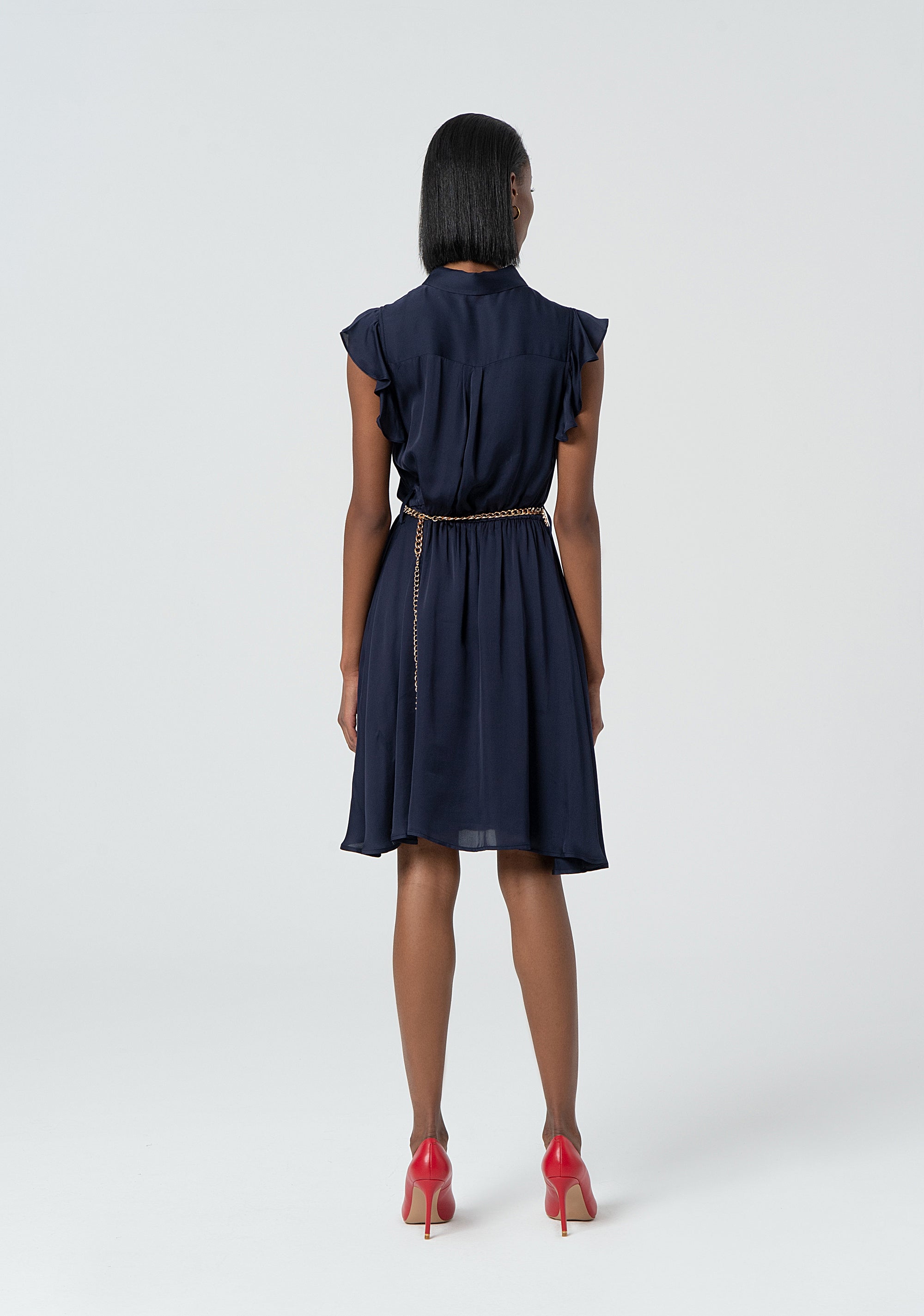 Abito regular chemisier midi con seta