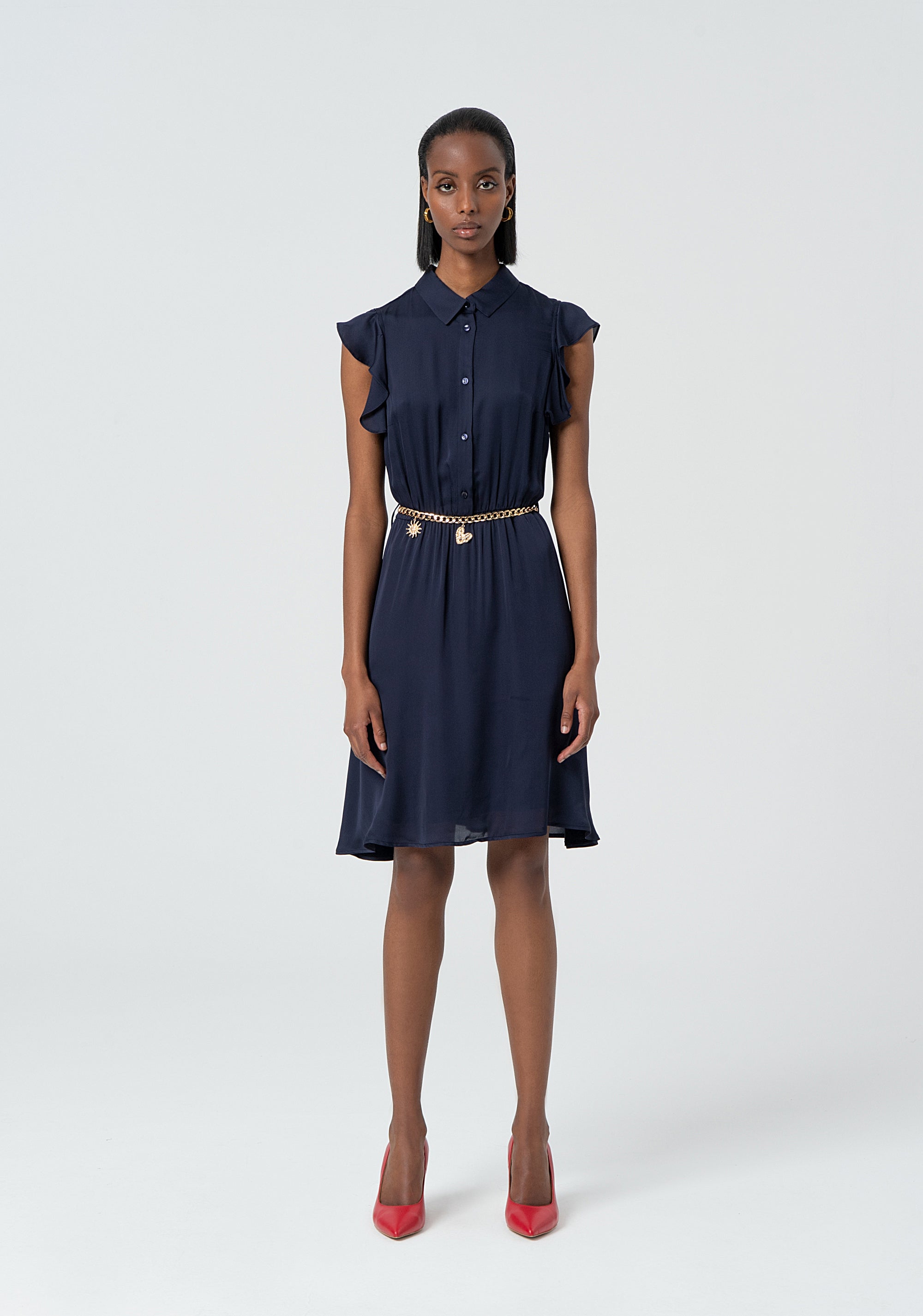 Abito regular chemisier midi con seta