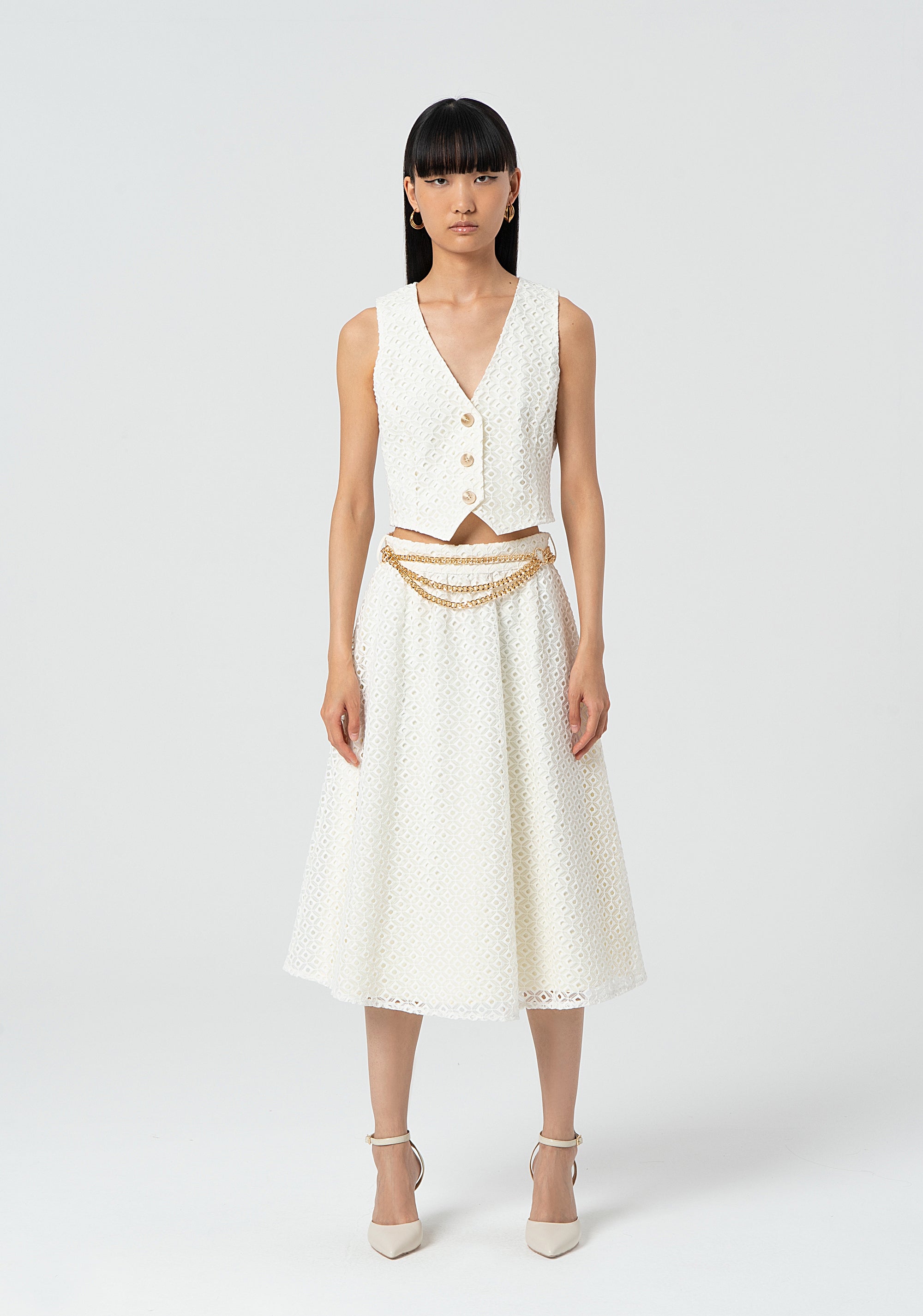 Gonna svasata midi in pizzo San Gallo FR25SG2006W772G1-108 Fracomina