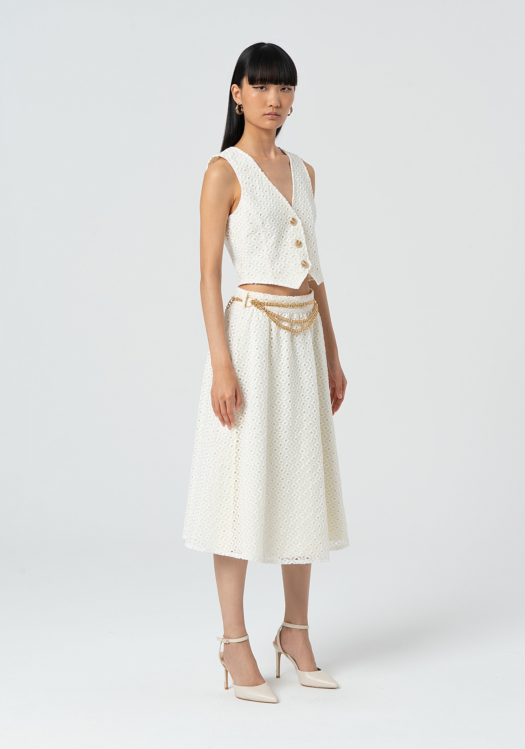 Gonna svasata midi in pizzo San Gallo FR25SG2006W772G1-108 Fracomina