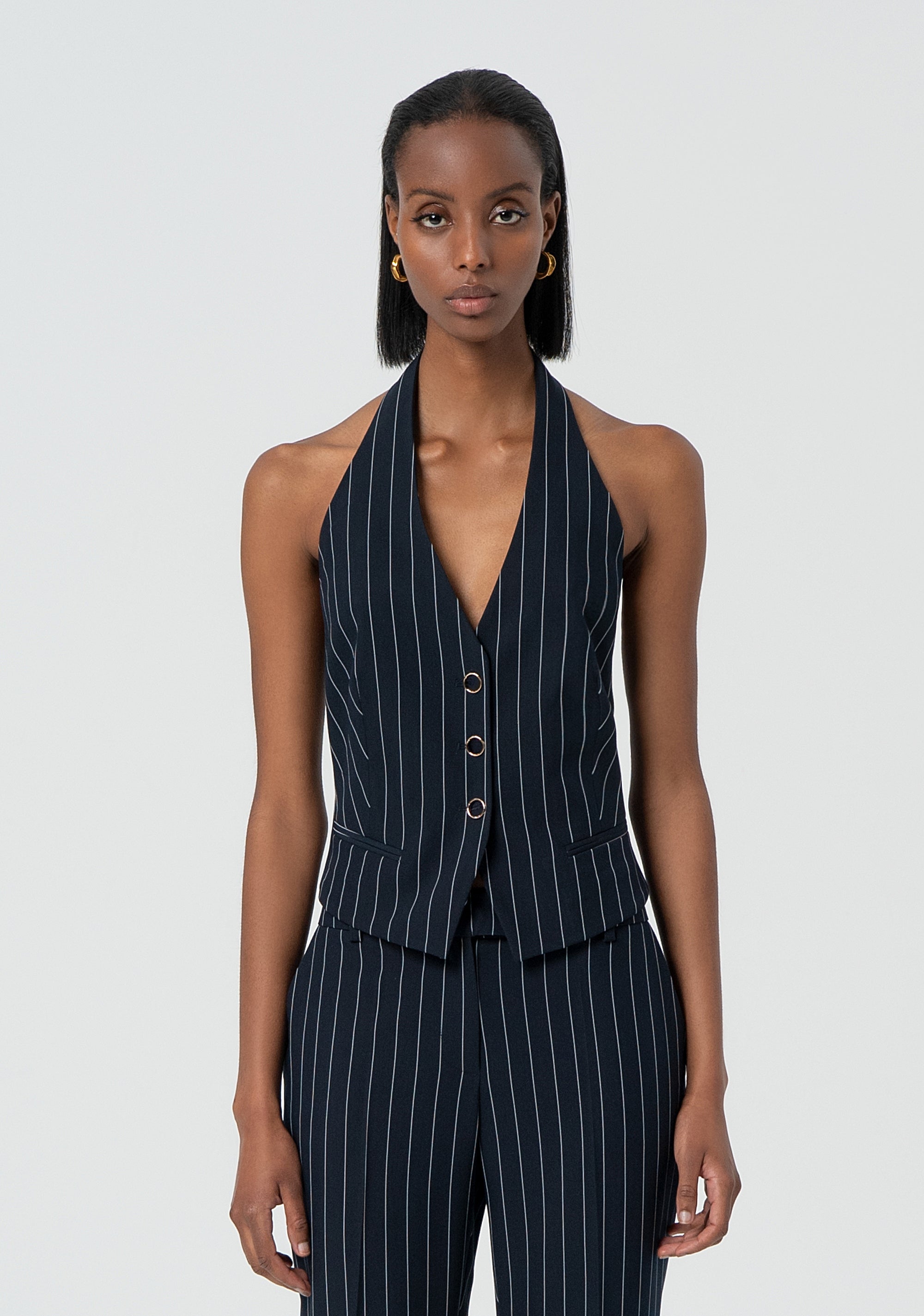 Gilet regular in tessuto gessato FR25SJ5002W761D4-117 Fracomina