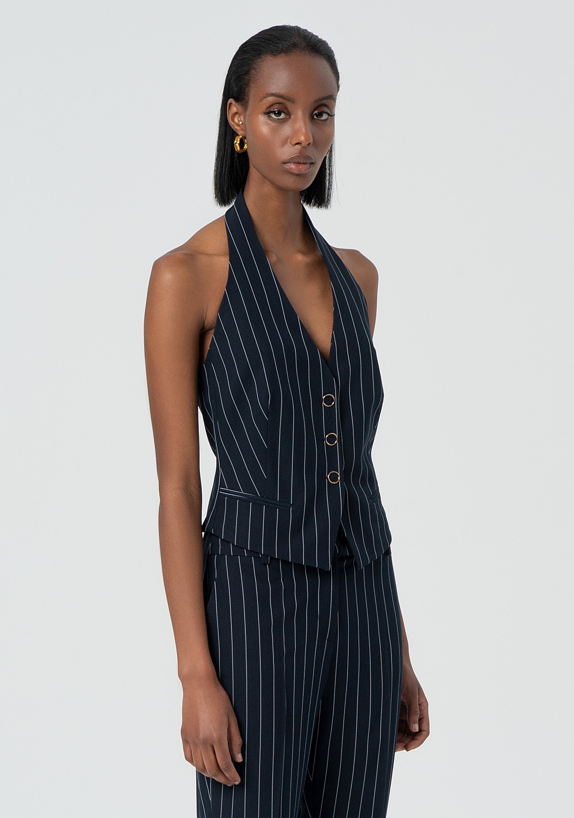 Gilet regular in tessuto gessato FR25SJ5002W761D4-117 Fracomina