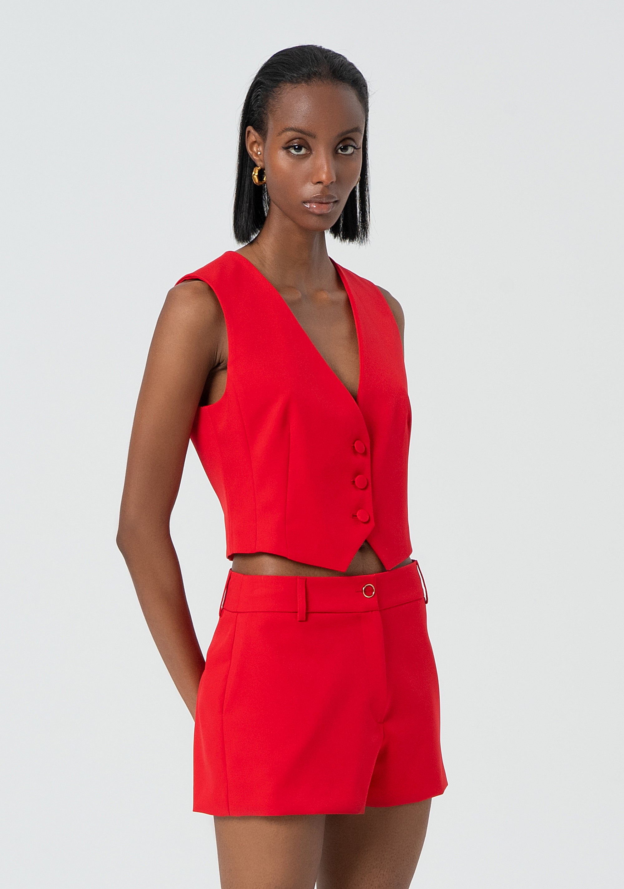 Gilet cropped in tessuto elegante FR25SJ5009W42901-234 Fracomina