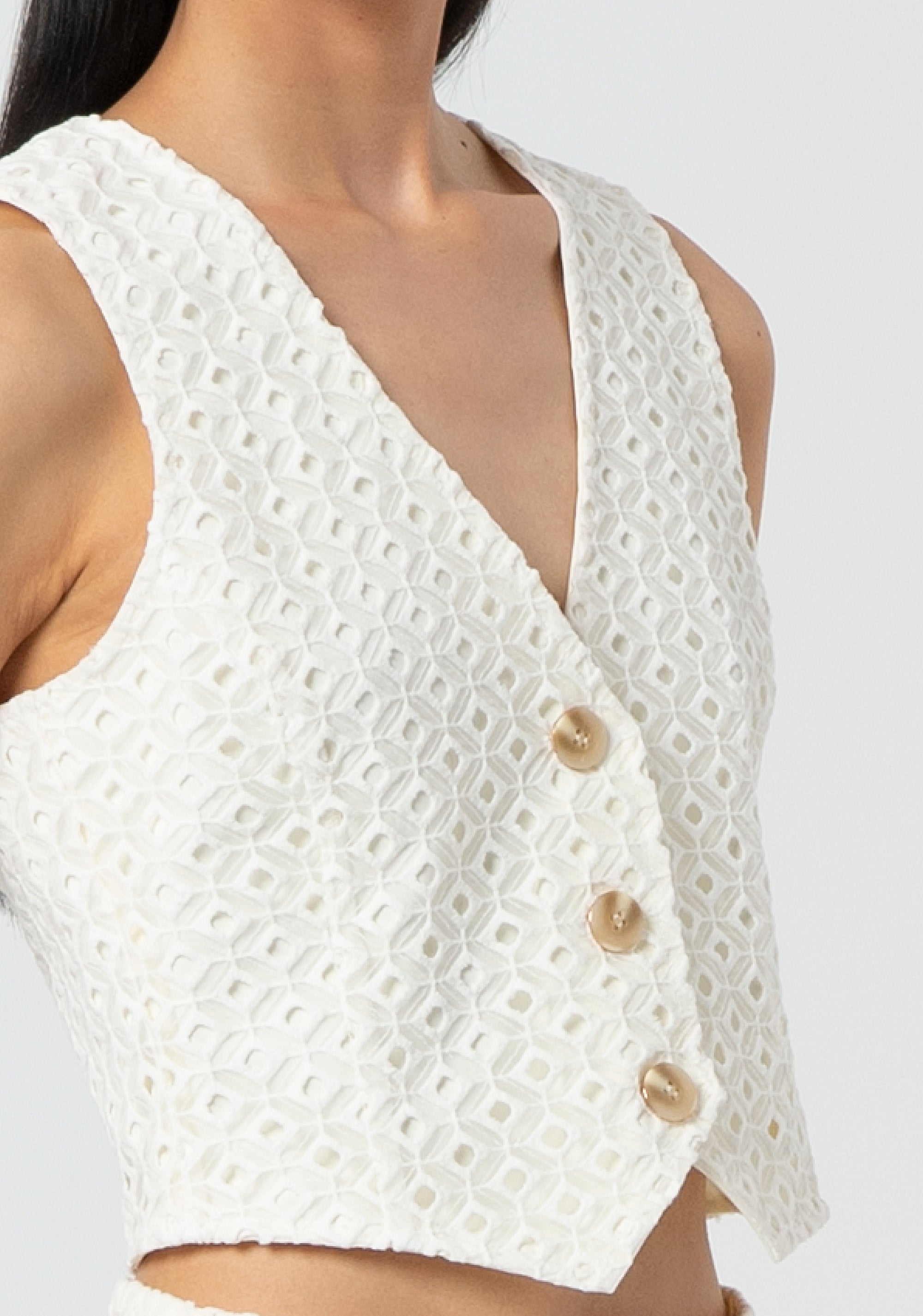 Gilet cropped in pizzo San Gallo FR25SJ5009W772G1-108 Fracomina