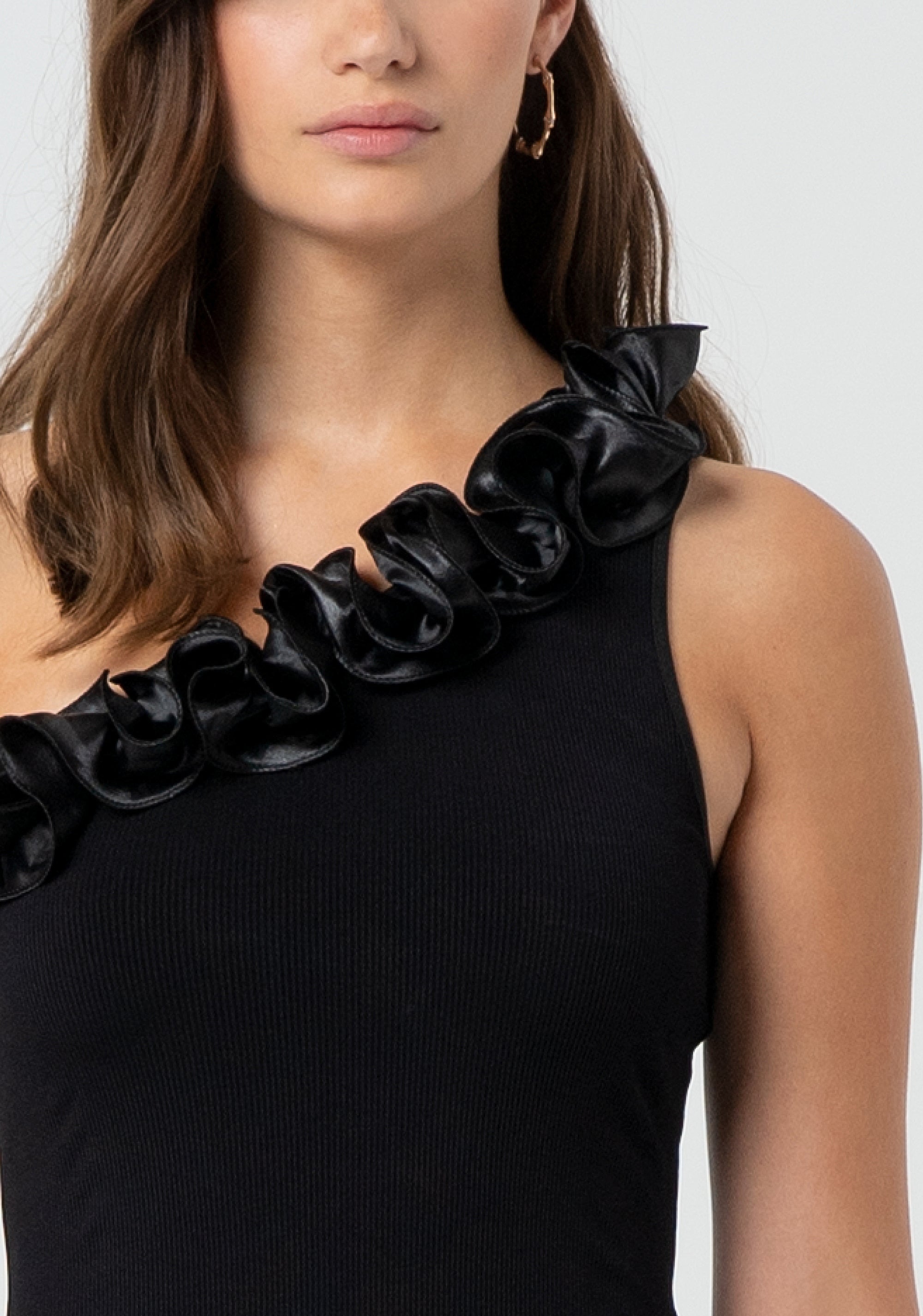 Top aderente monospalla a costine FR25ST2018J46301-053 Fracomina