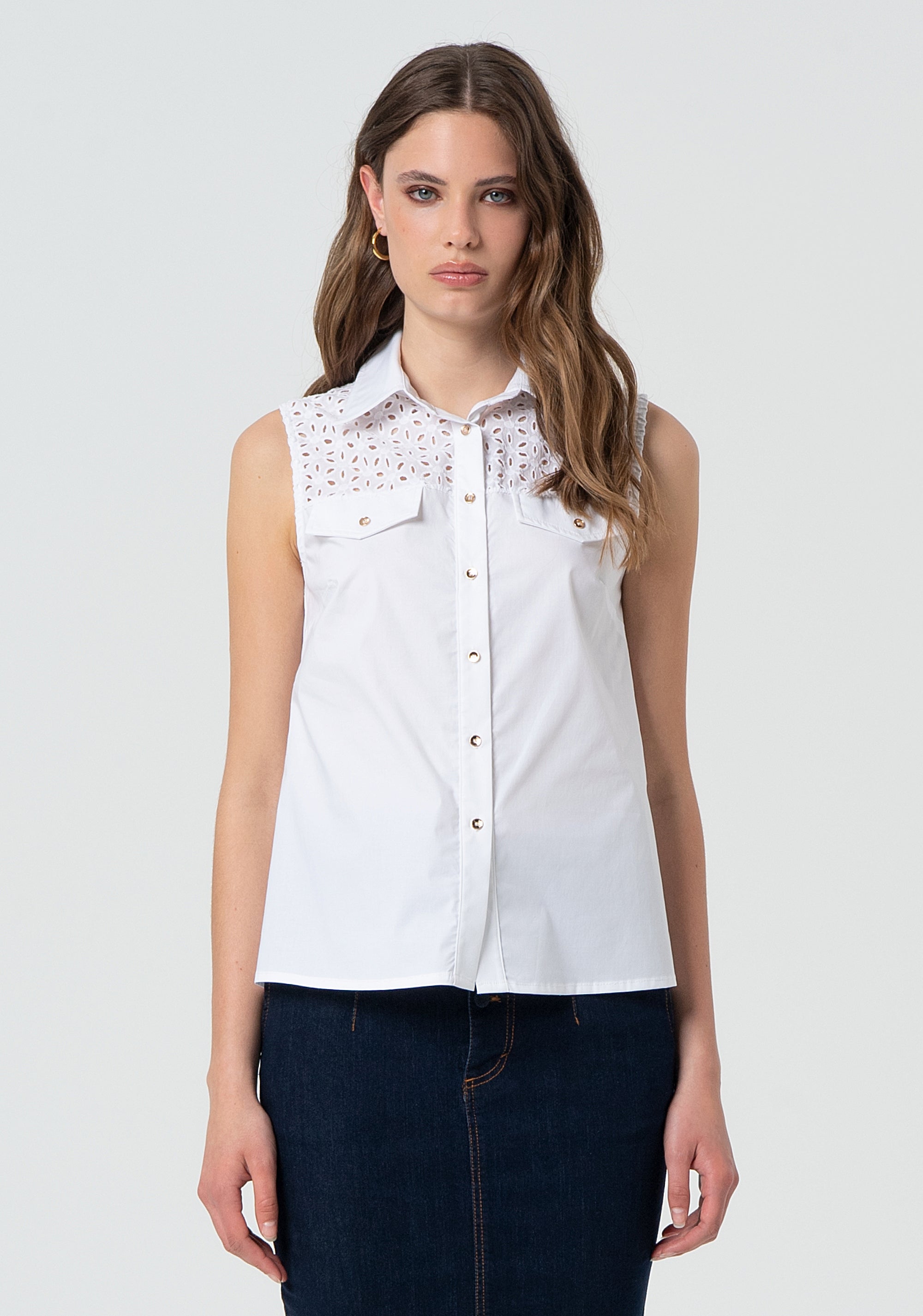 Camicia senza maniche in cotone FR25ST2019W682V8-278 Fracomina