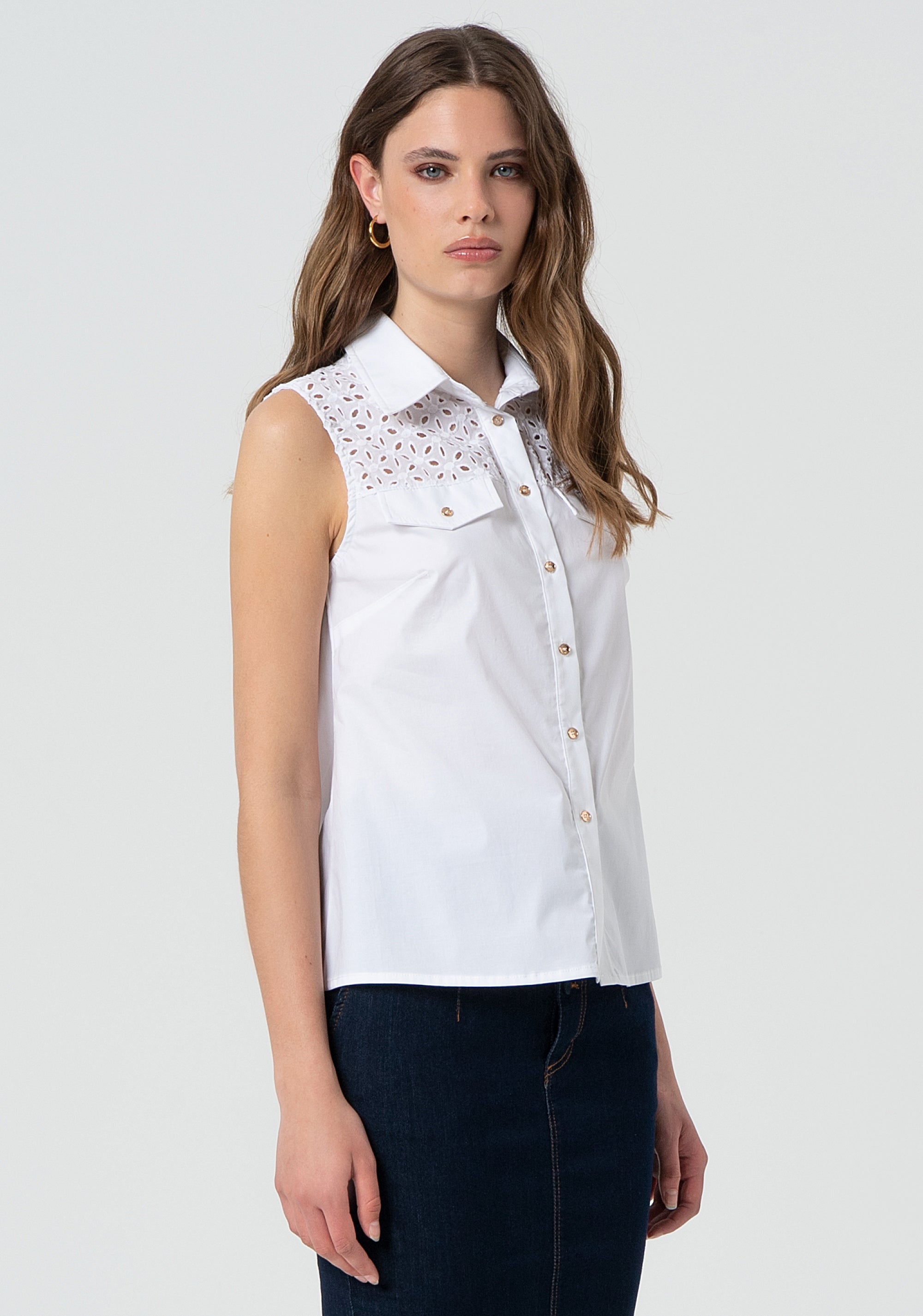 Camicia senza maniche in cotone FR25ST2019W682V8-278 Fracomina