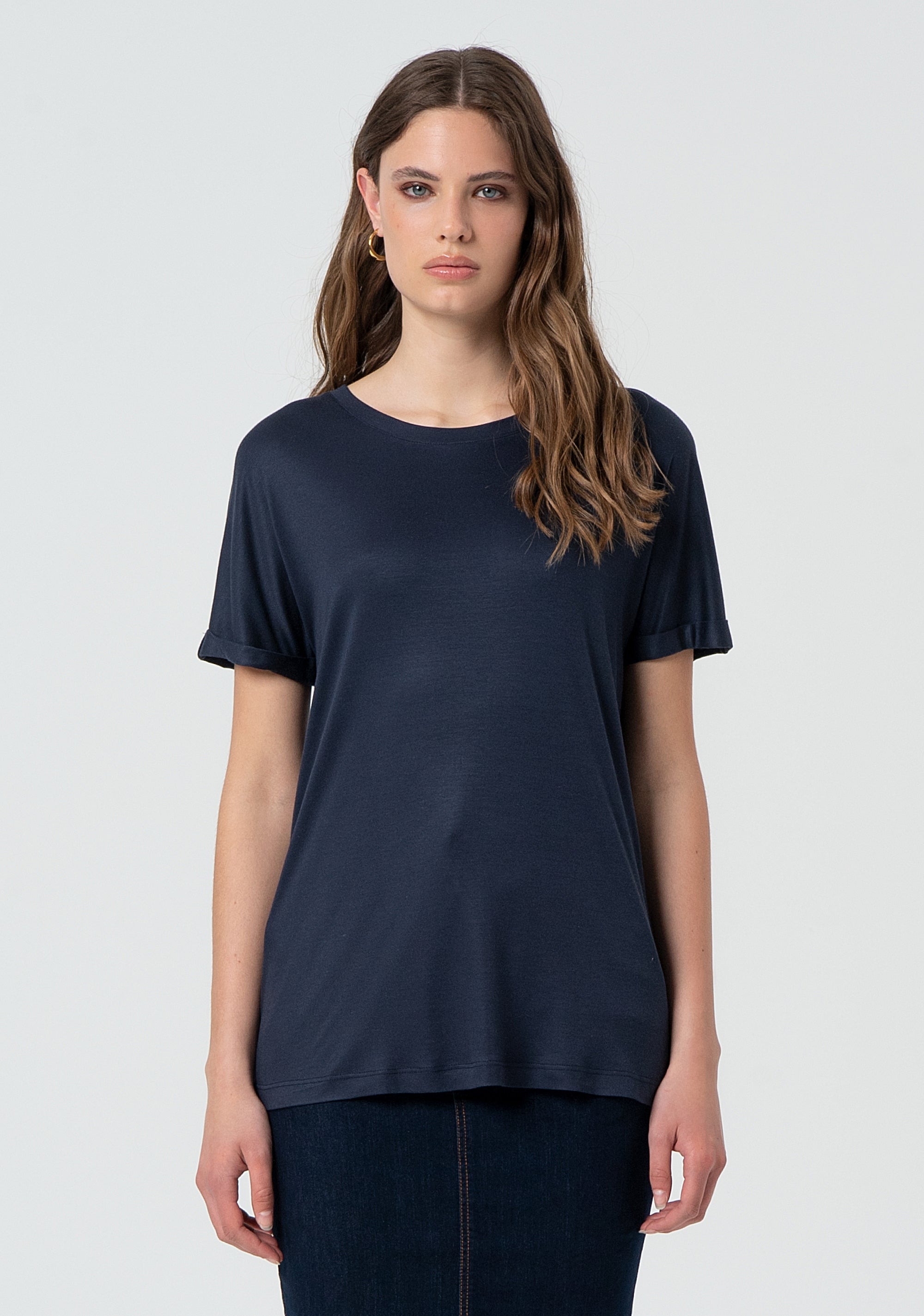 T-shirt regular in jersey con seta FR25ST3016J47801-117 Fracomina