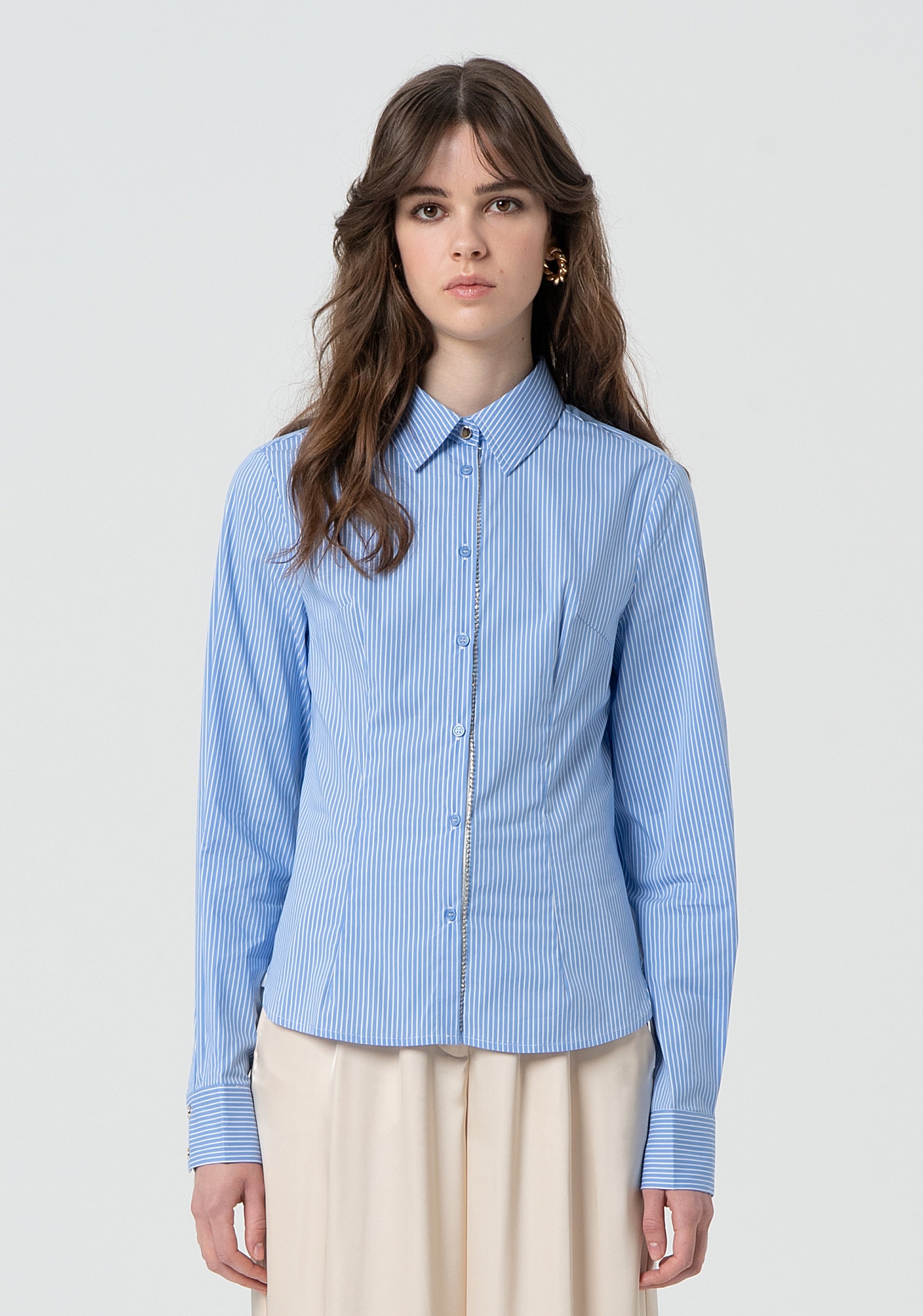 Camicia regular in popeline a righe FR25ST6001W520N8-M02 Fracomina