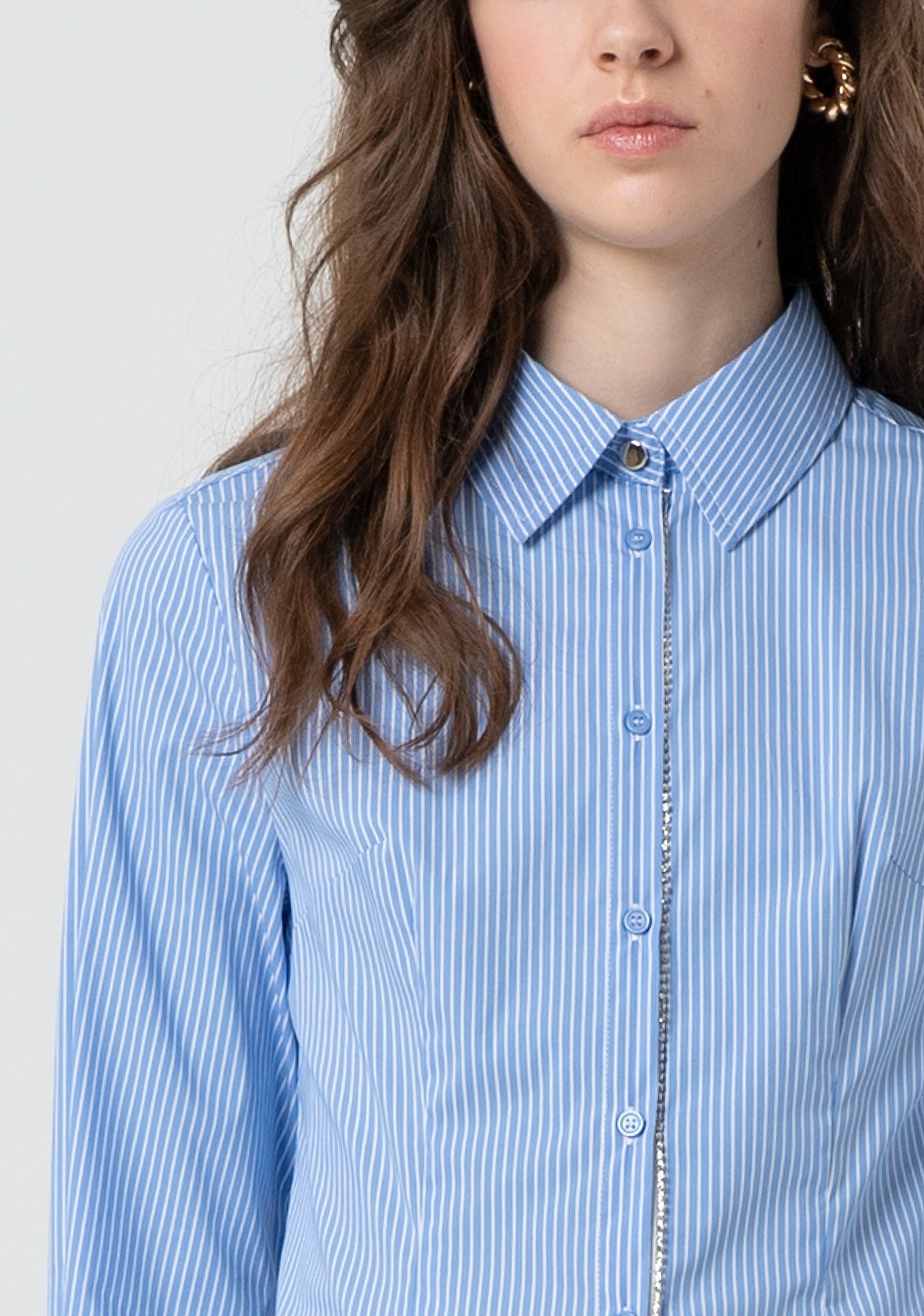 Camicia regular in popeline a righe FR25ST6001W520N8-M02 Fracomina