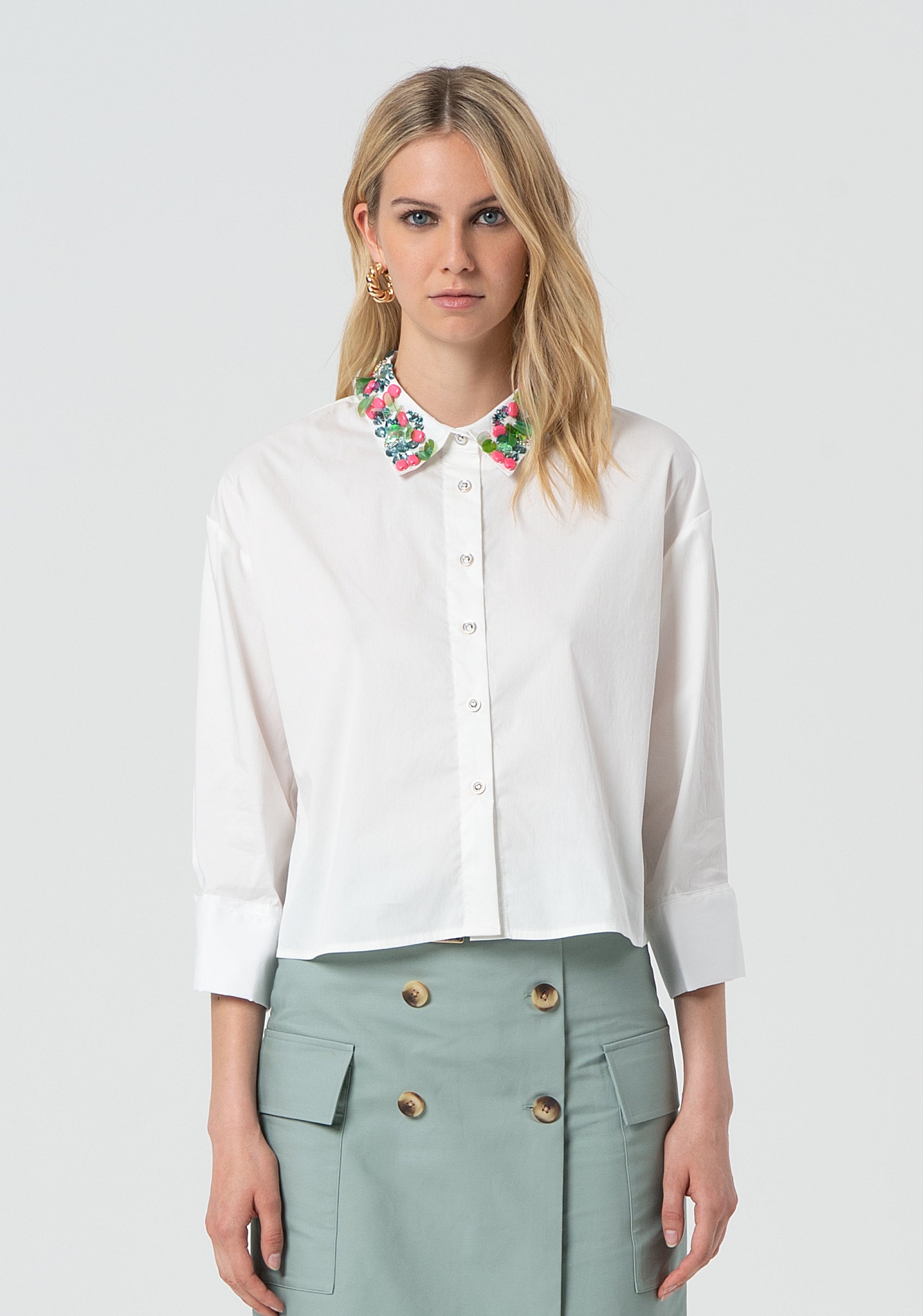 Camicia cropped in popeline FR25ST6010W520R9-278 Fracomina