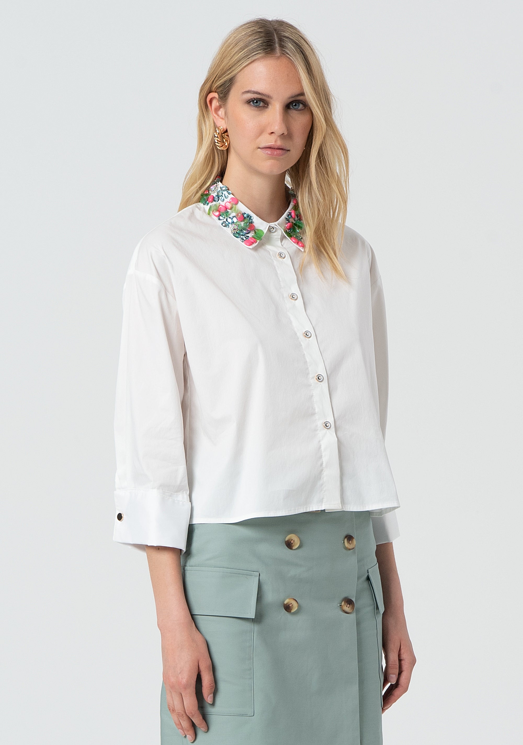 Camicia cropped in popeline FR25ST6010W520R9-278 Fracomina