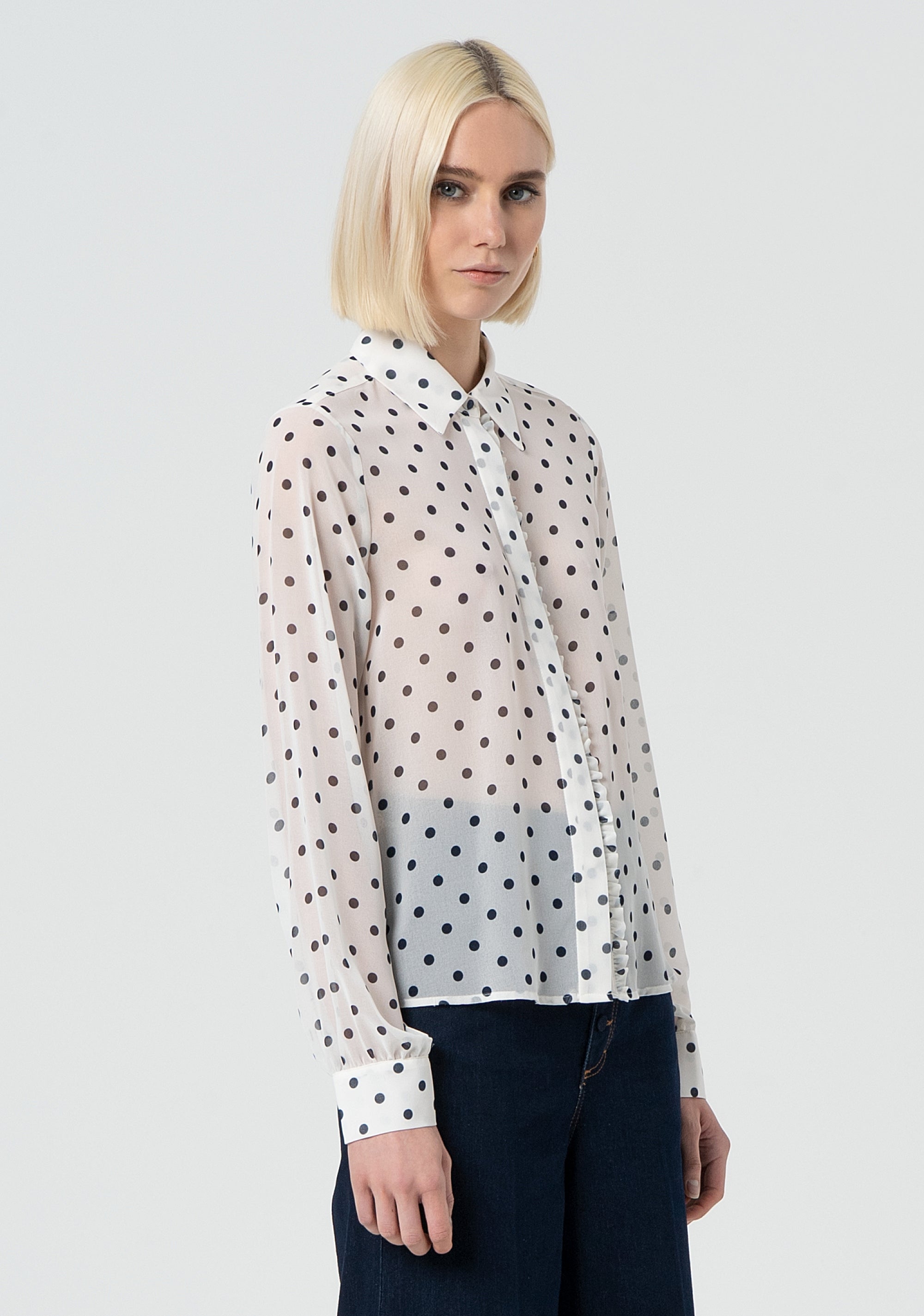 Camicia regular in georgette a pois FR25ST6015W412D2-A52 Fracomina