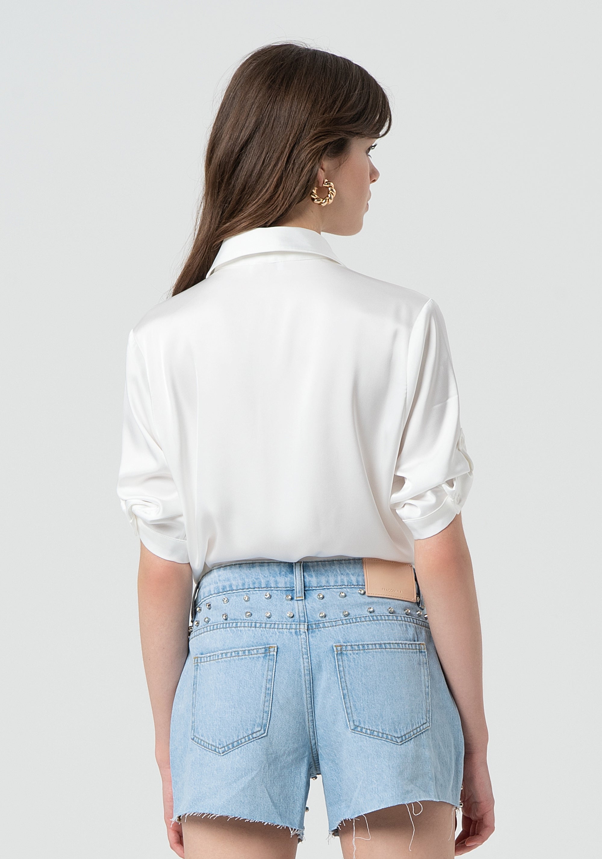Camicia cropped con nodo in raso FR25ST6017W73301-108 Fracomina
