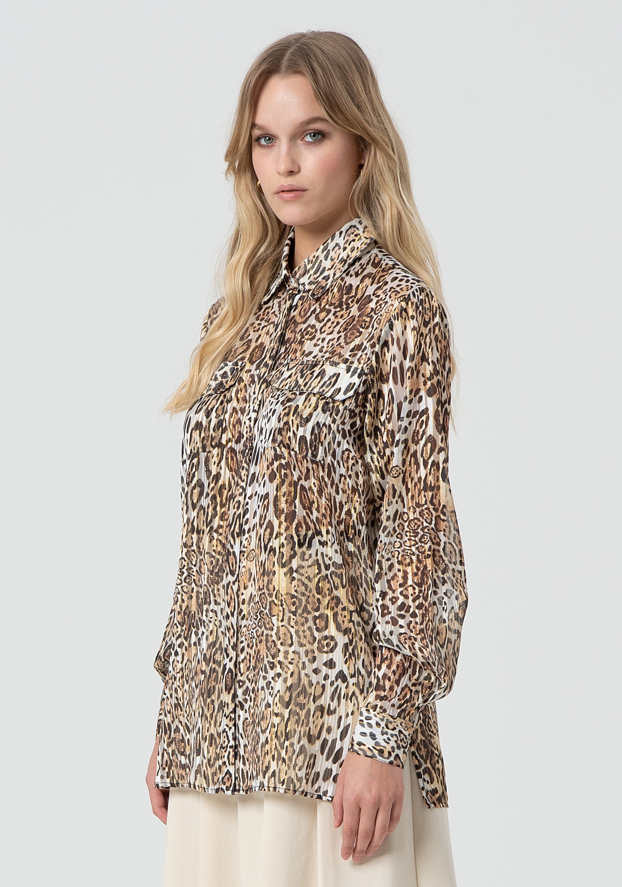 Camicia regular in georgette con stampa animalier FR25ST6018W777J8-388 Fracomina