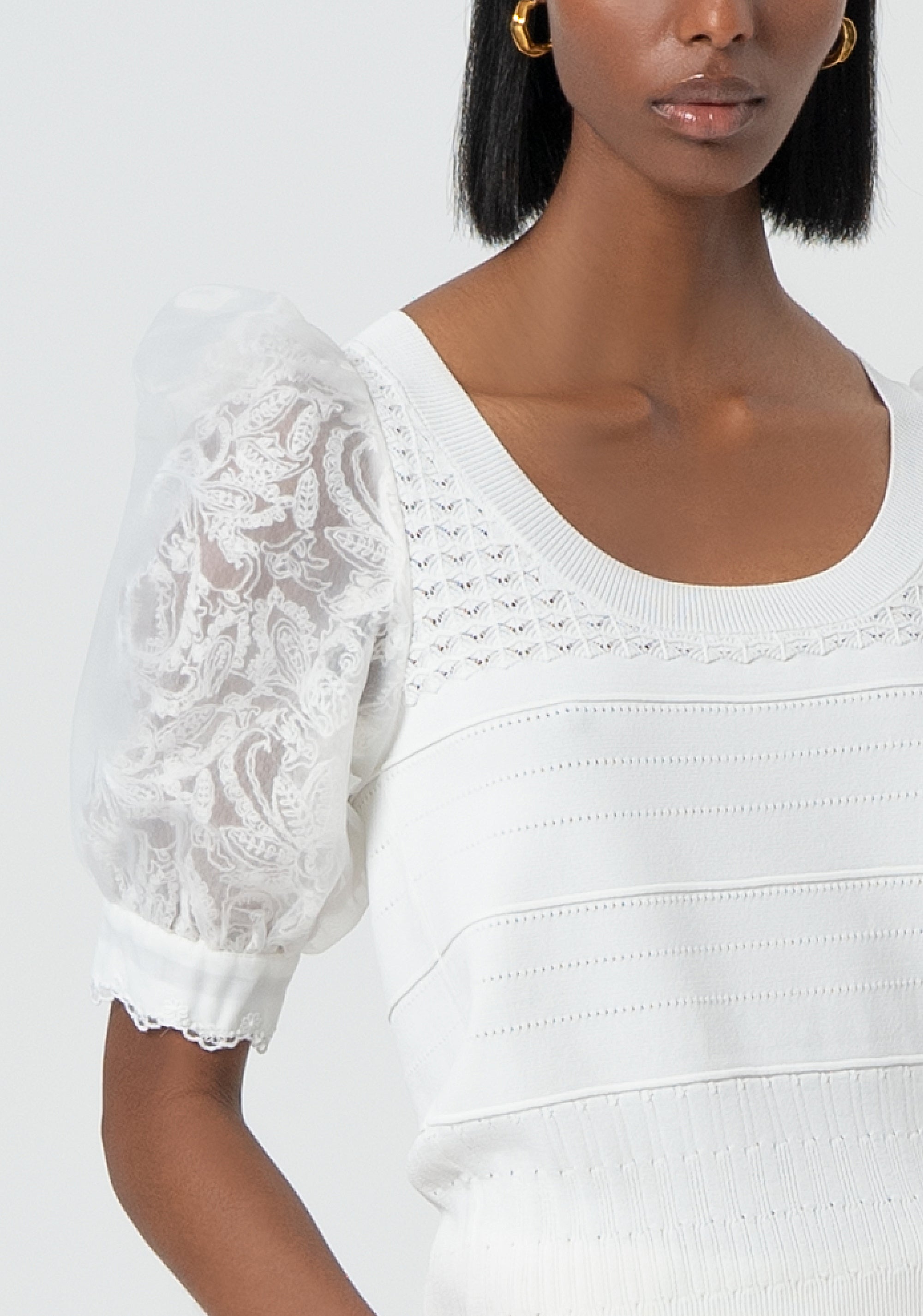 Maglia manica media in pizzo