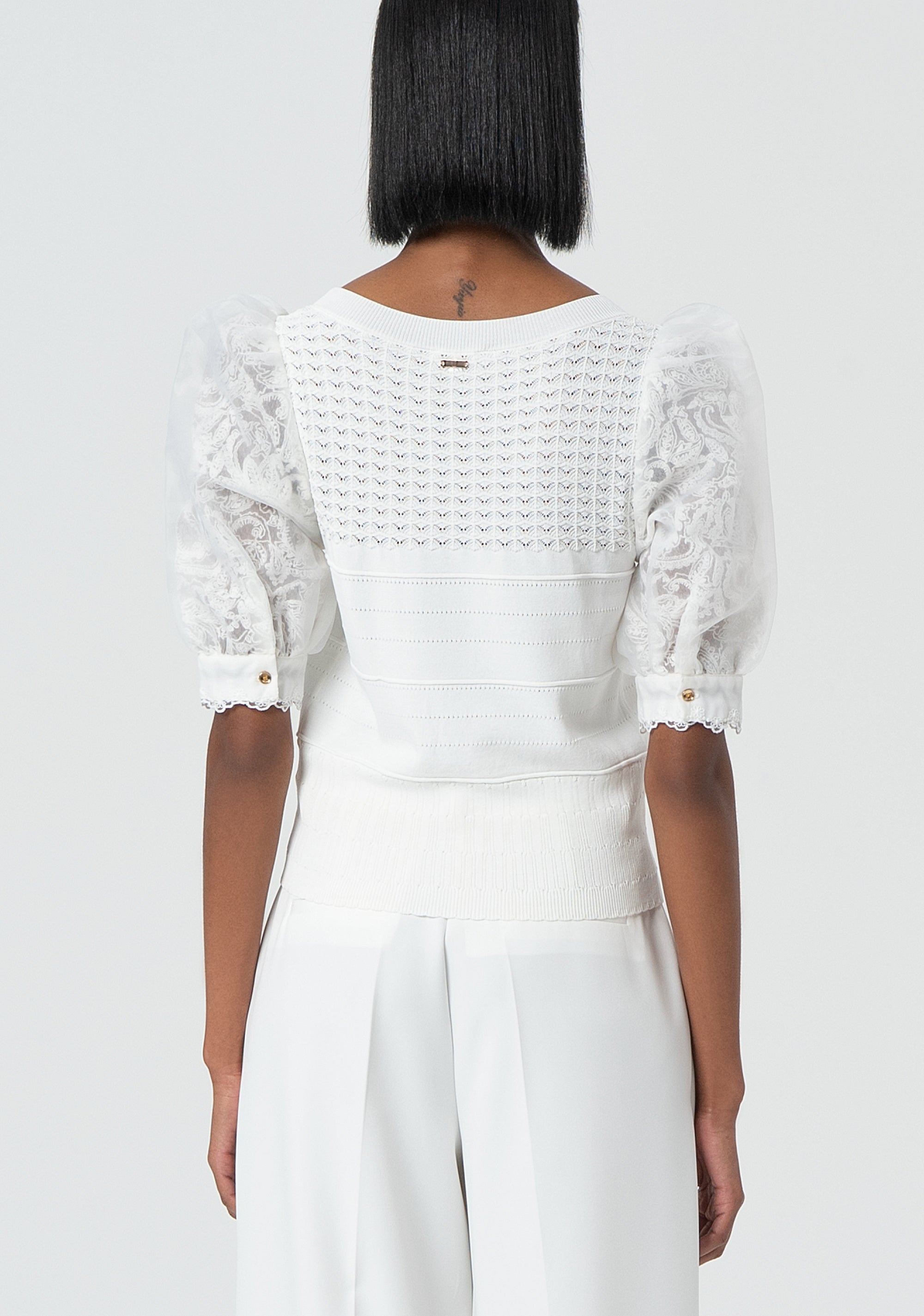 Maglia manica media in pizzo