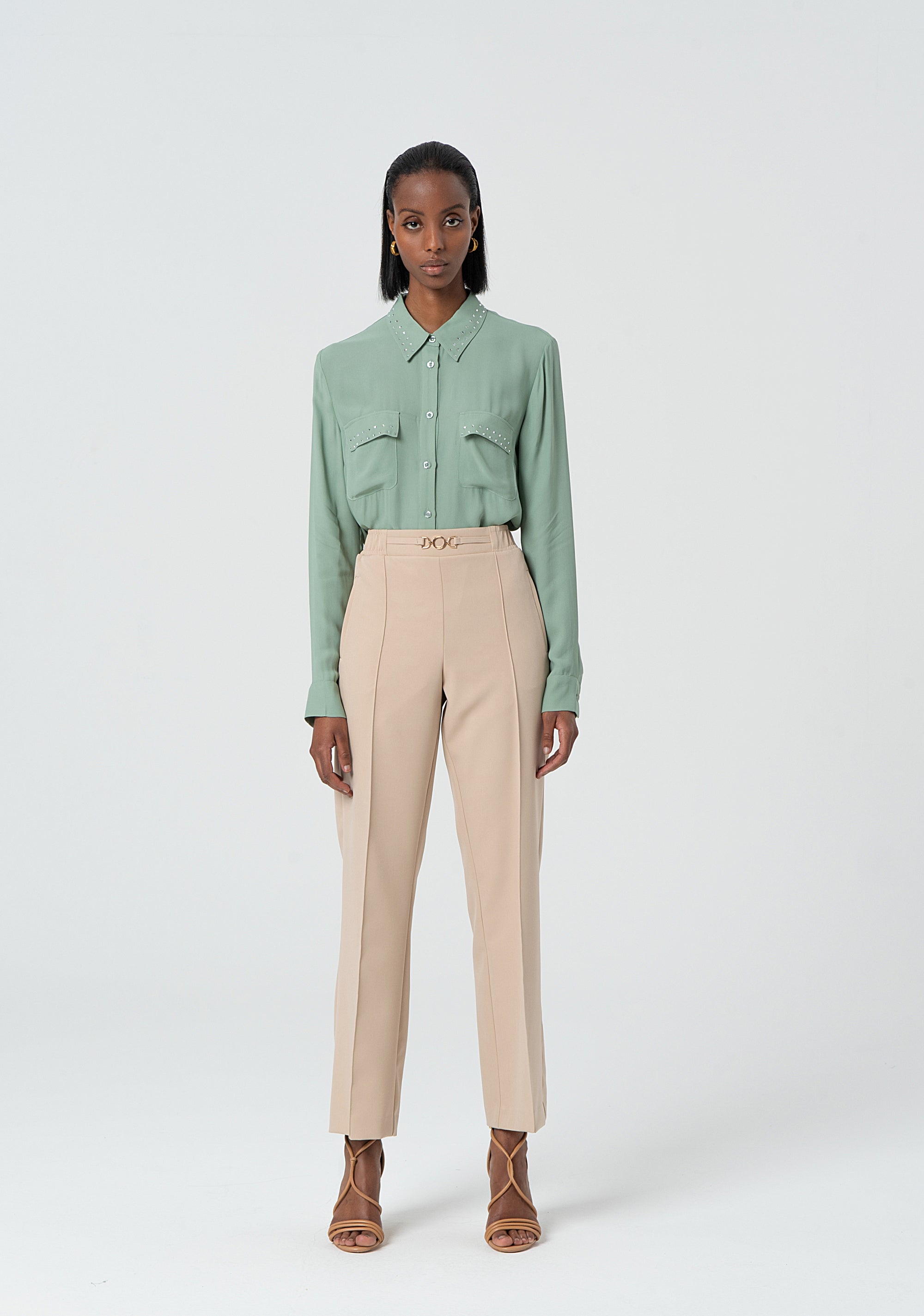 Pantaloni a sigaretta in felpa FR25SV2002W42901-208 Fracomina