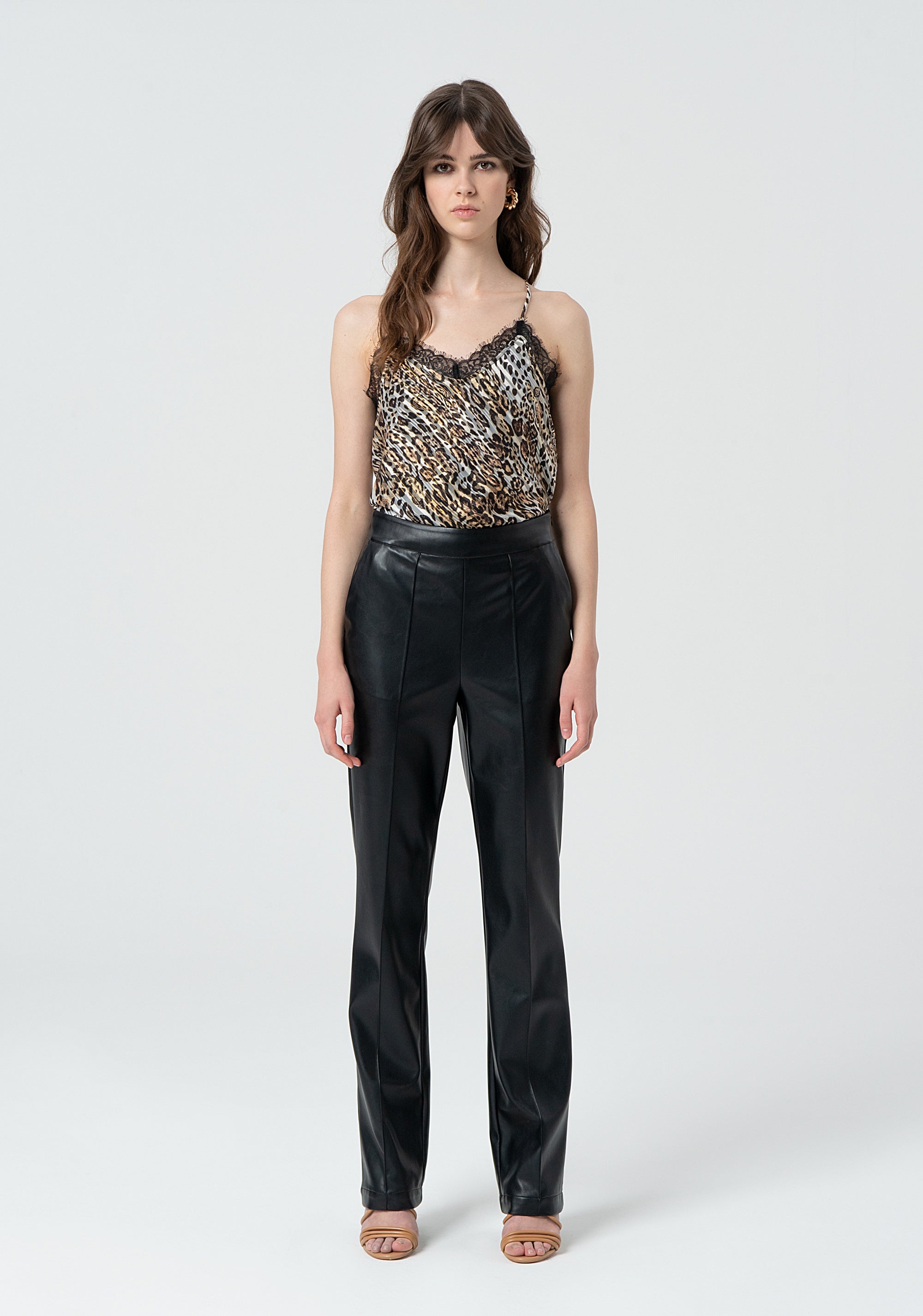 Pantalone linea dritta in finta pelle FR25SV2011P41101-053 Fracomina