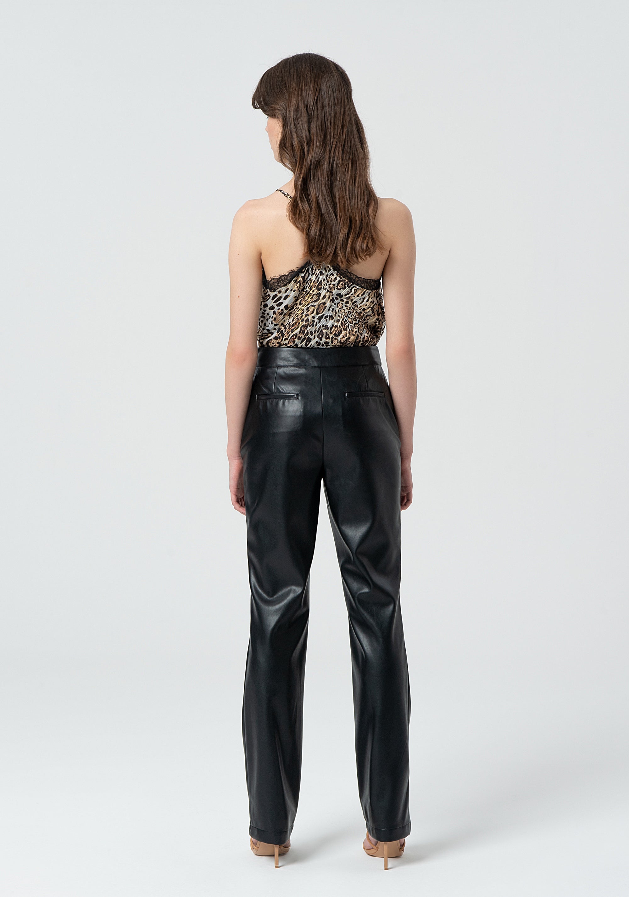 Pantalone linea dritta in finta pelle FR25SV2011P41101-053 Fracomina