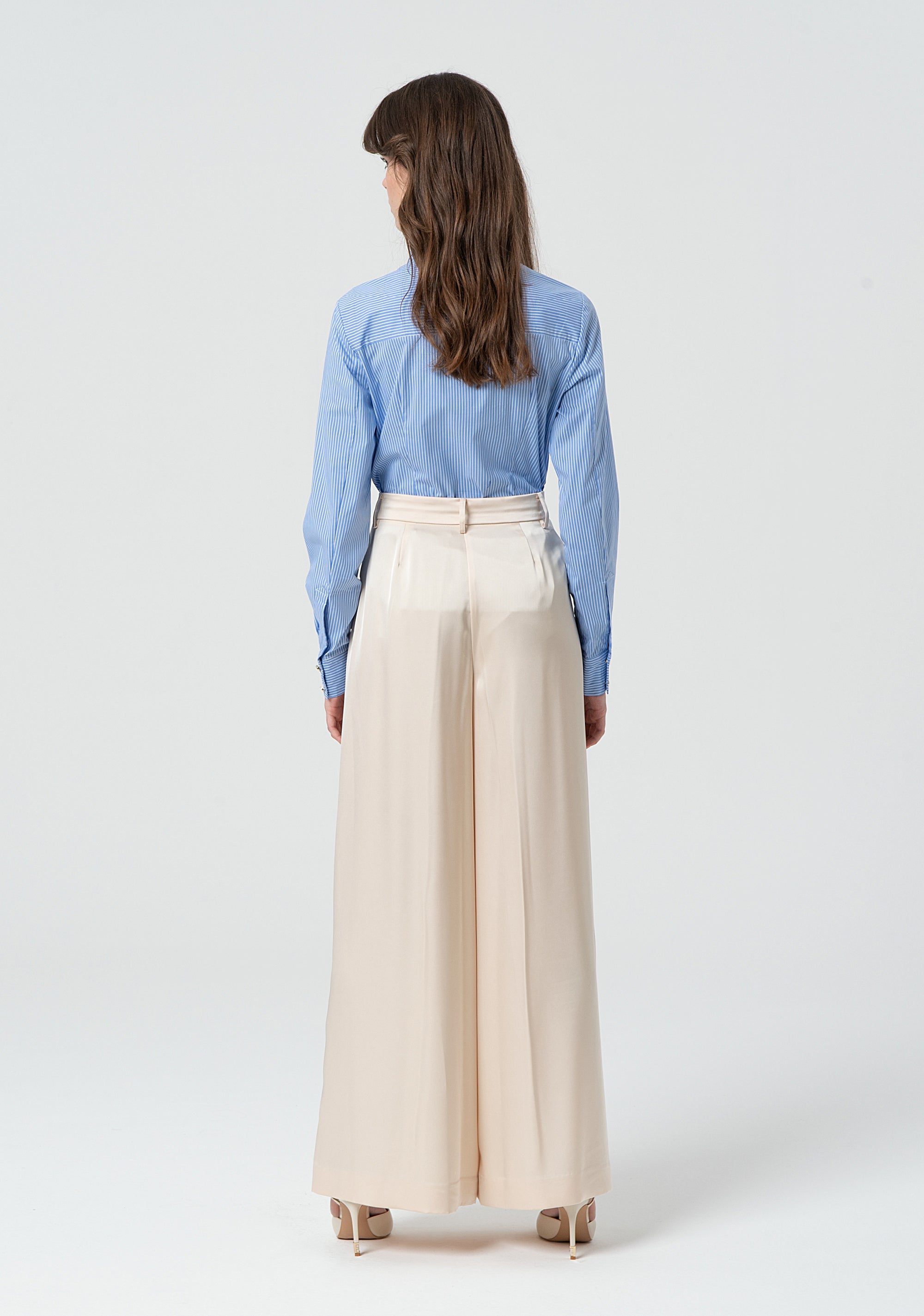 Pantaloni a palazzo in raso FR25SV3002W41101-108 Fracomina