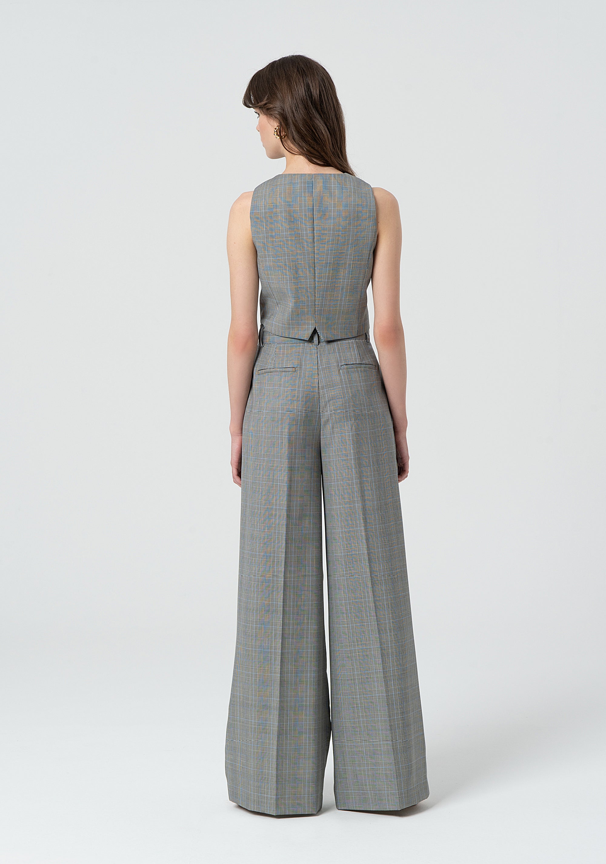 Pantaloni a palazzo in Principe di Galles con lana FR25SV3008W75995-210 Fracomina