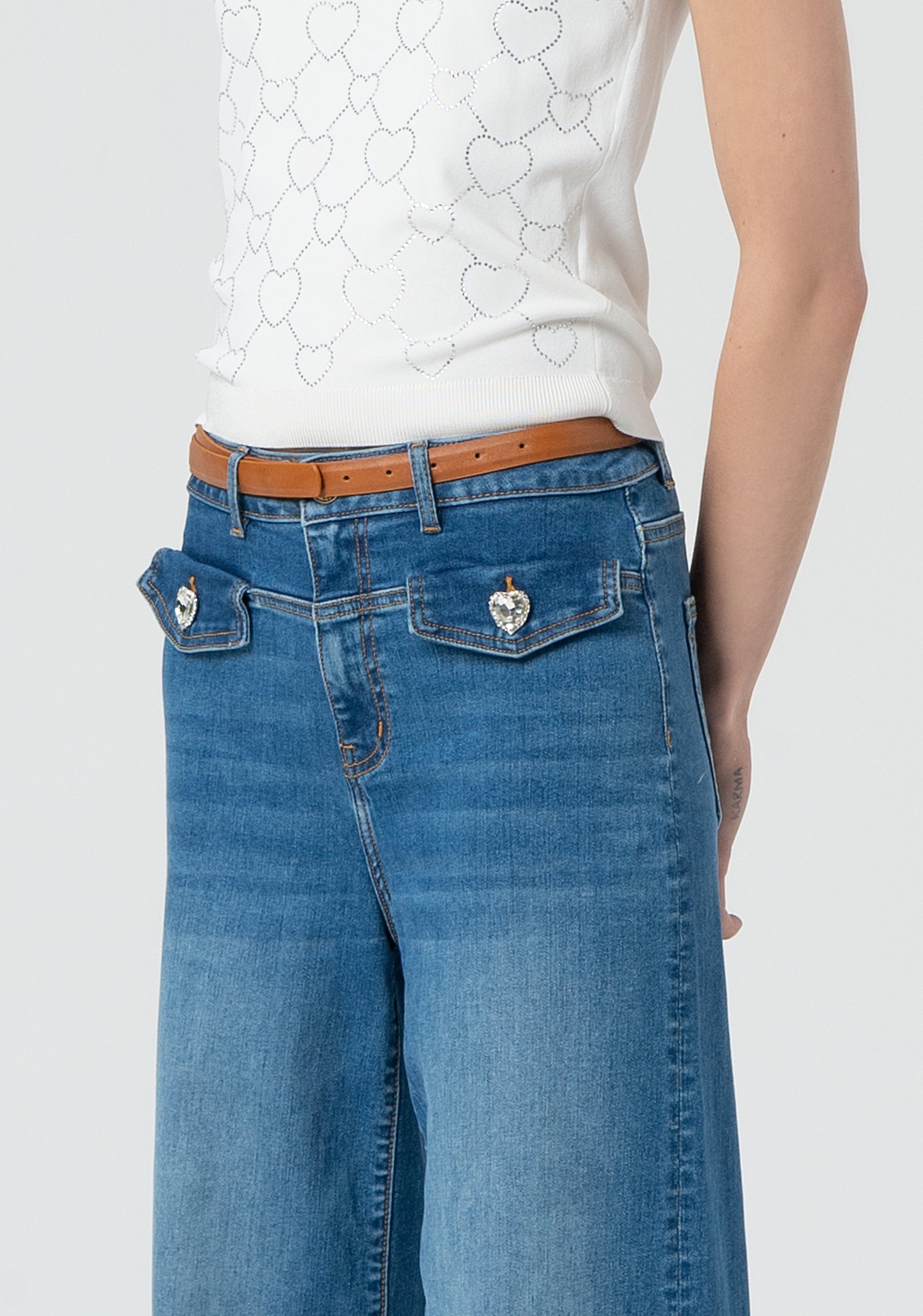 Jeans flare in denim con lavaggio medio FR25SV3013D46002-258 Fracomina