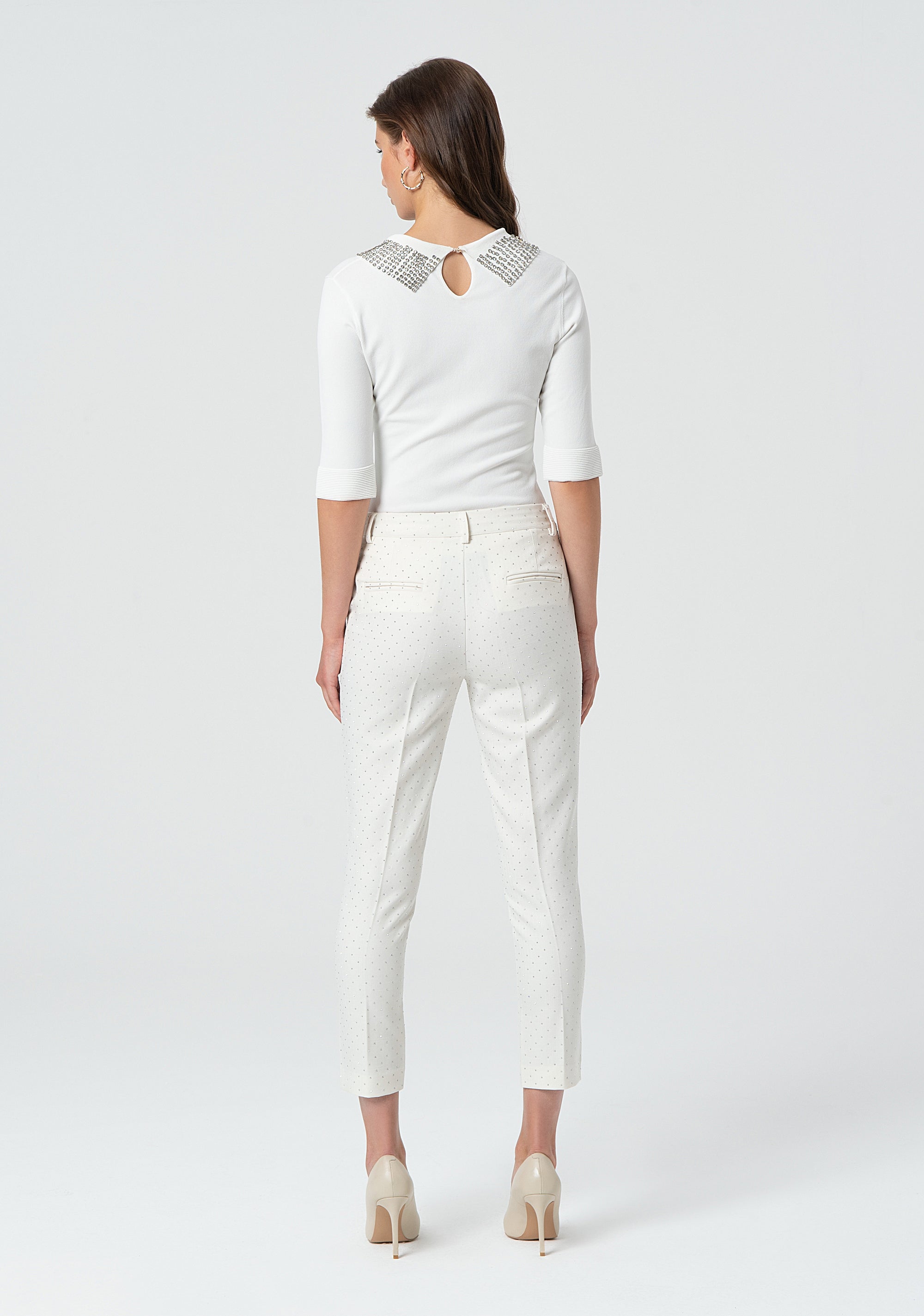 Pantalone chino a sigaretta con strass FR25SV4002W763R9-108 Fracomina