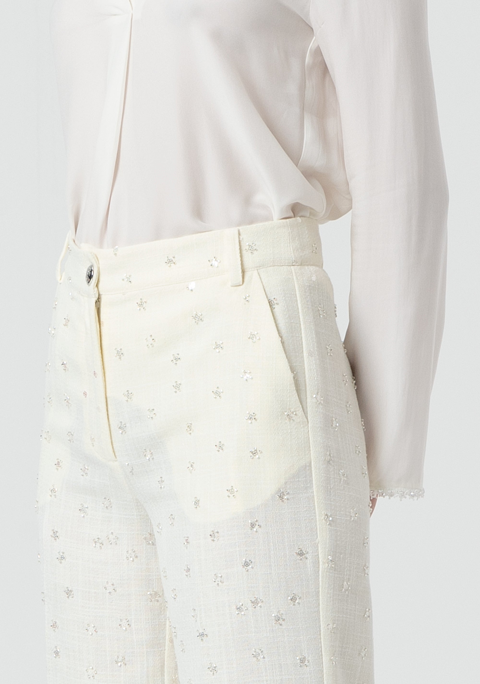 Pantaloni linea dritta con strass FR25SV4007W763R9-108 Fracomina
