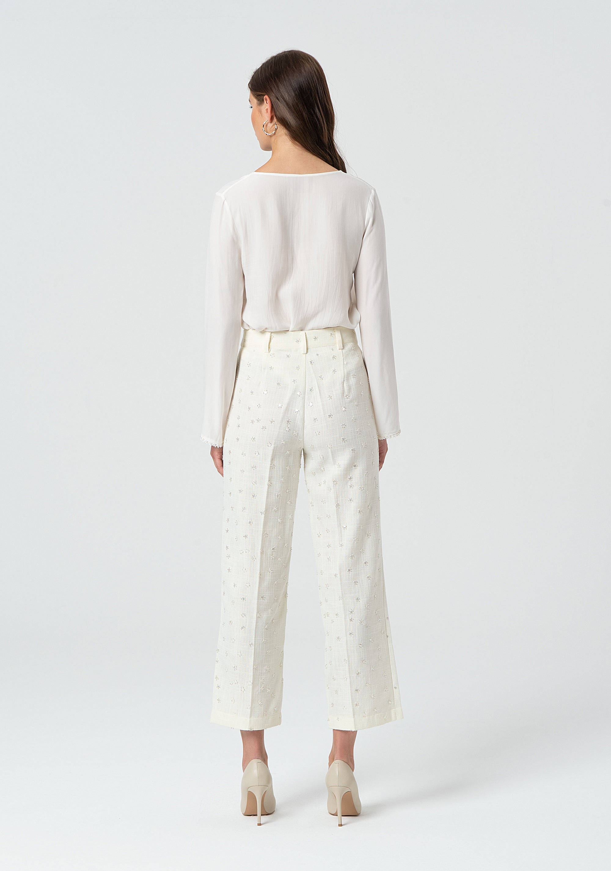 Pantaloni linea dritta con strass FR25SV4007W763R9-108 Fracomina