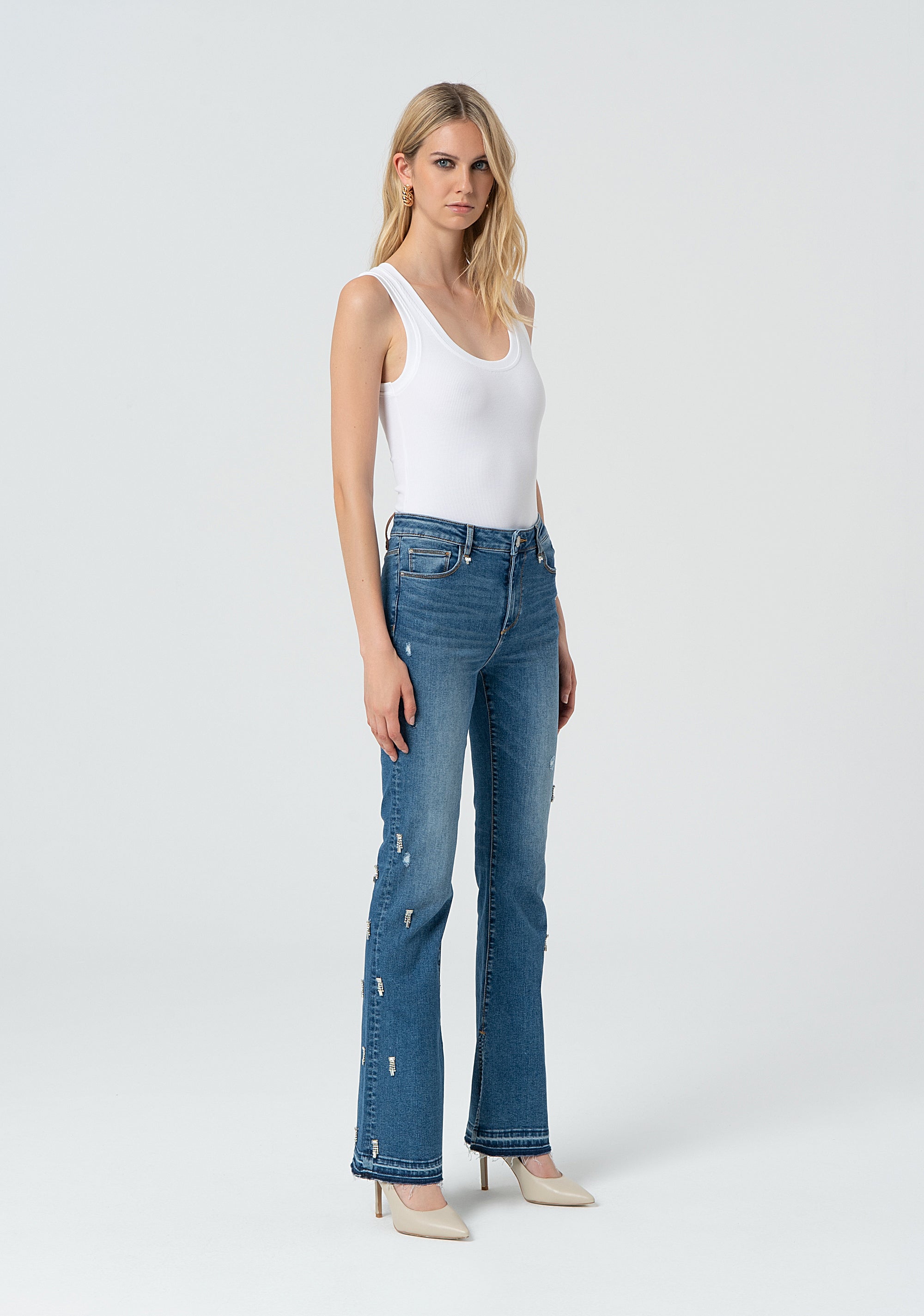 Jeans bootcut in denim con lavaggio medio FR25SVA008D460R9-258 Fracomina