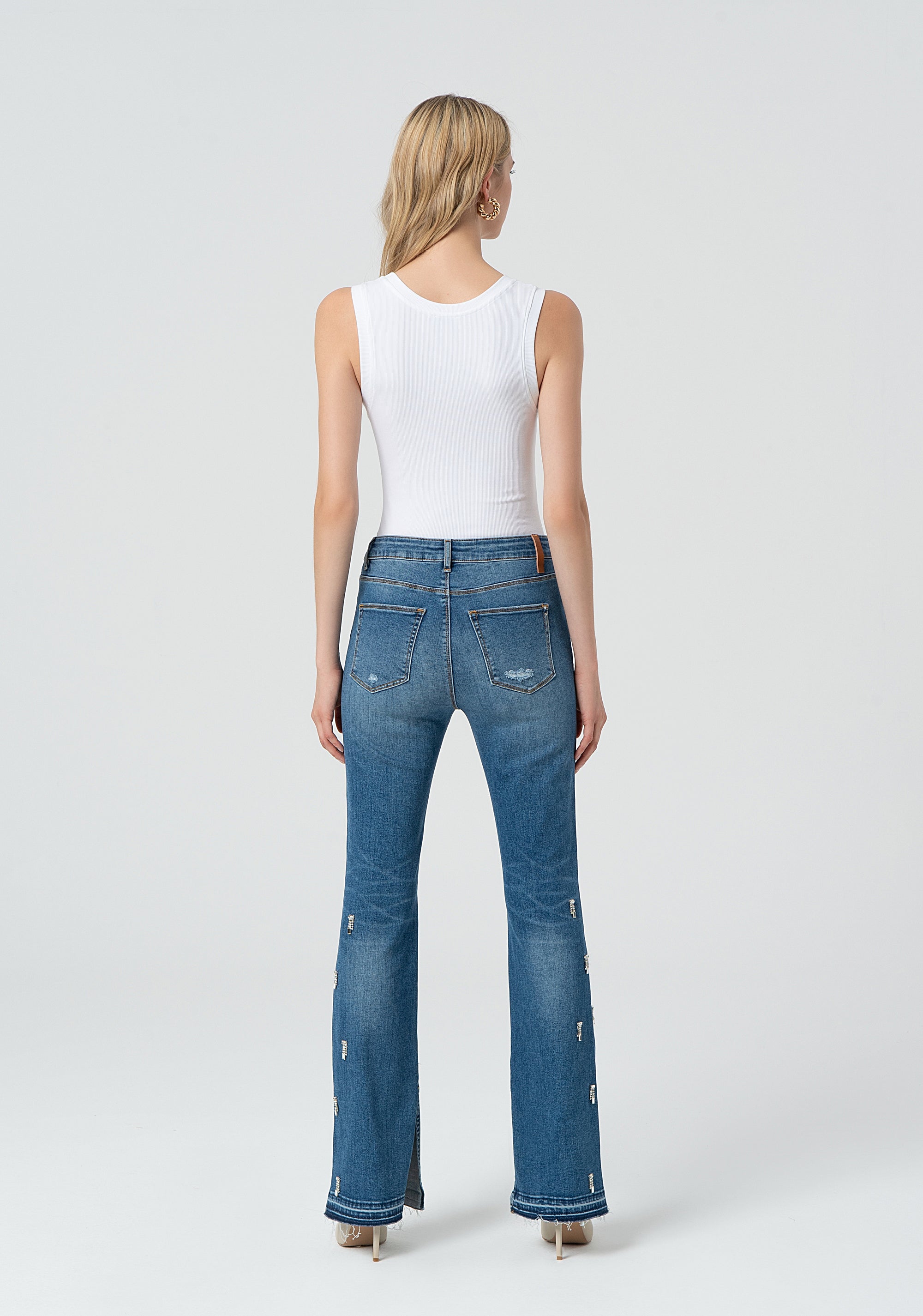 Jeans bootcut in denim con lavaggio medio FR25SVA008D460R9-258 Fracomina