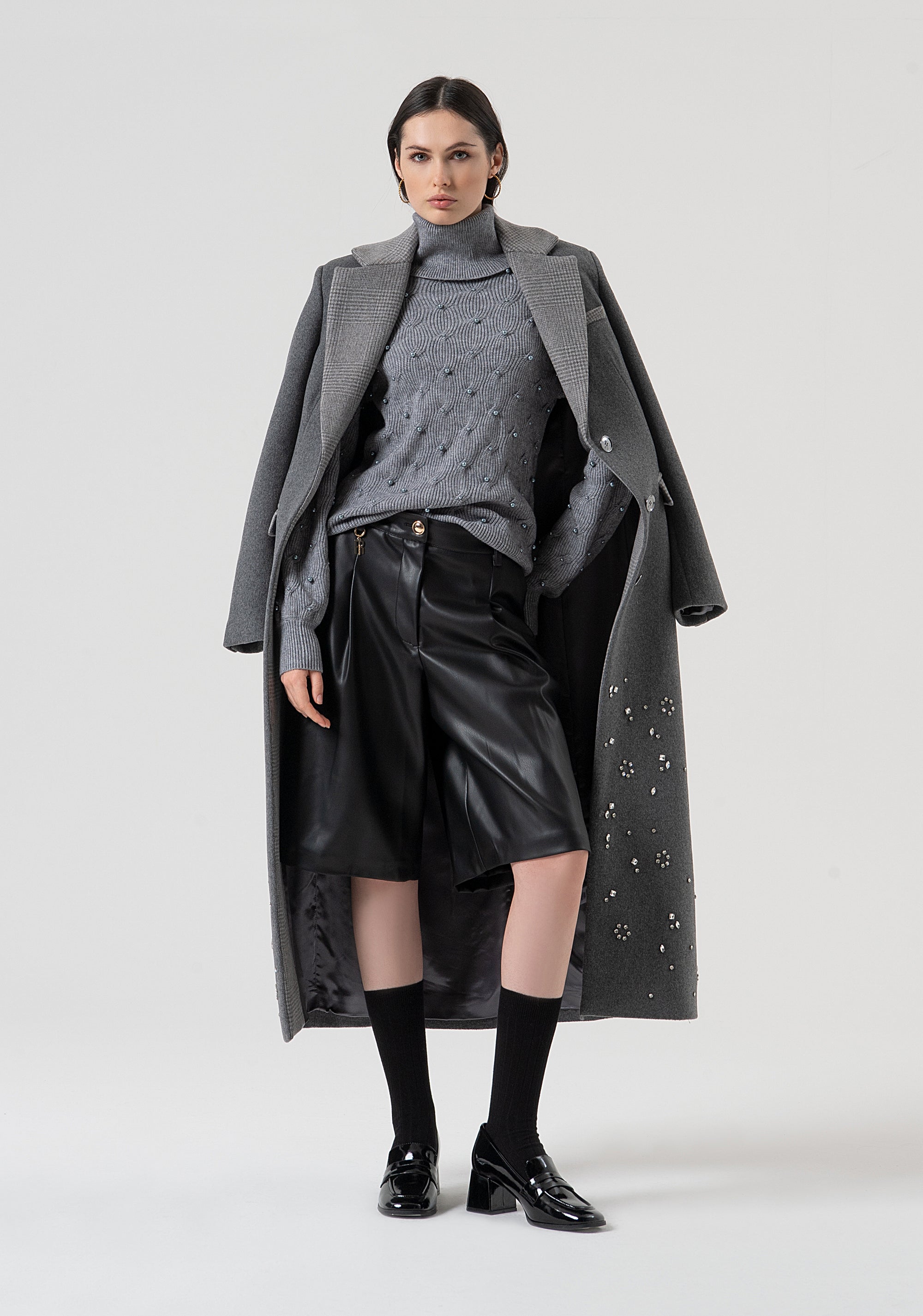 Cappotto regular lungo con lana FR25WC1011W812R9-159 Fracomina