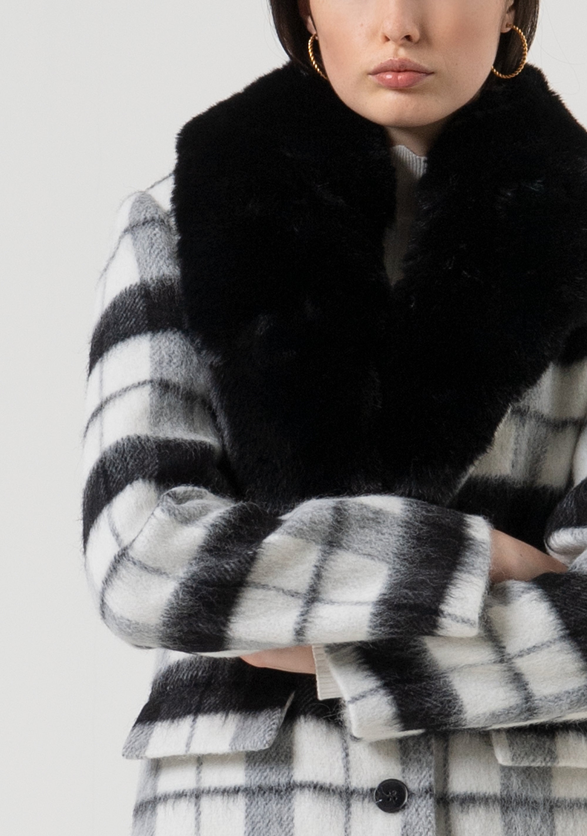 Cappotto slim con lana a quadri FR25WC1016W80695-109 Fracomina