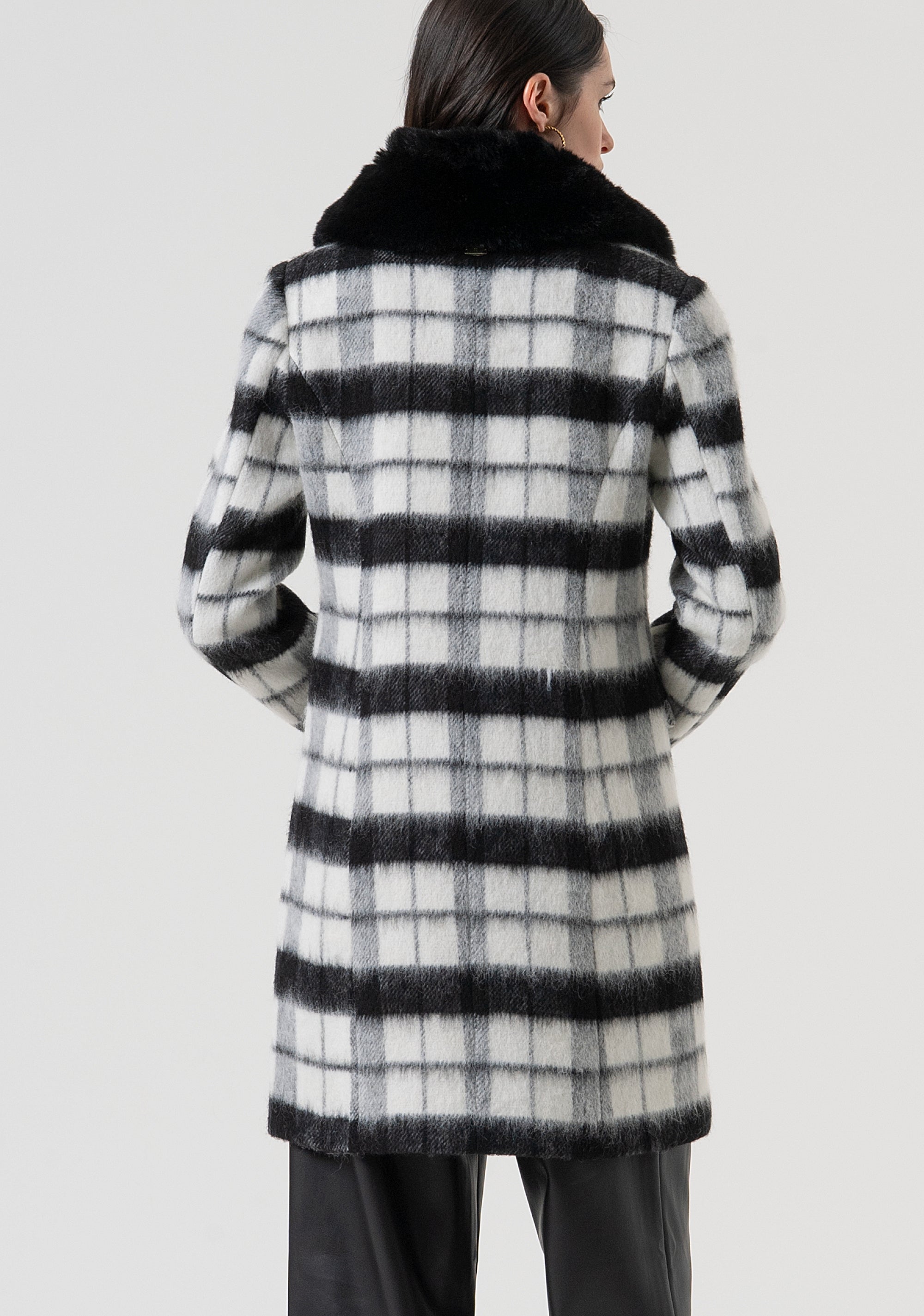 Cappotto slim con lana a quadri FR25WC1016W80695-109 Fracomina