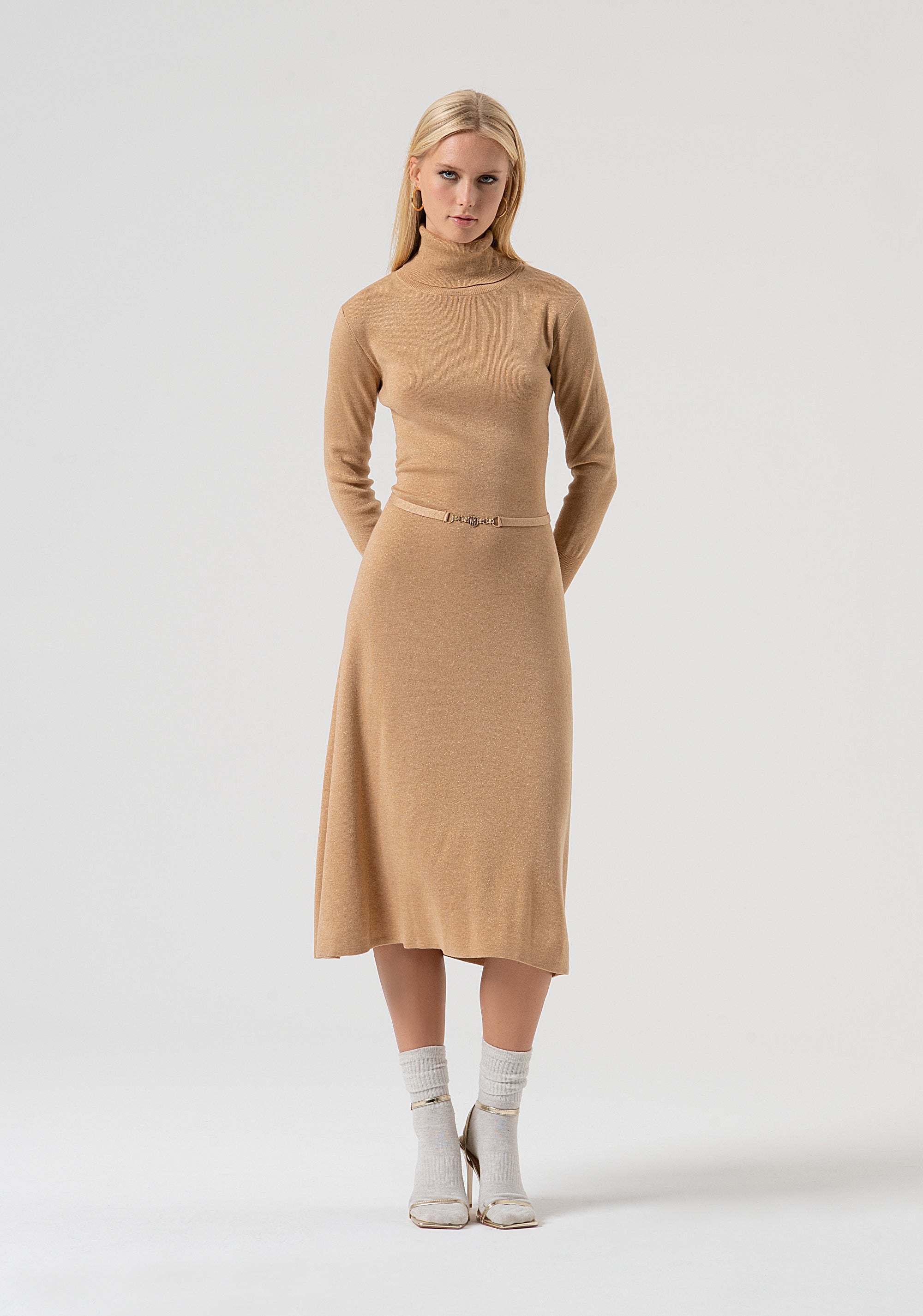 Abito flare midi in maglia con lana e lurex FR25WD5004K459Q7-S81 Fracomina
