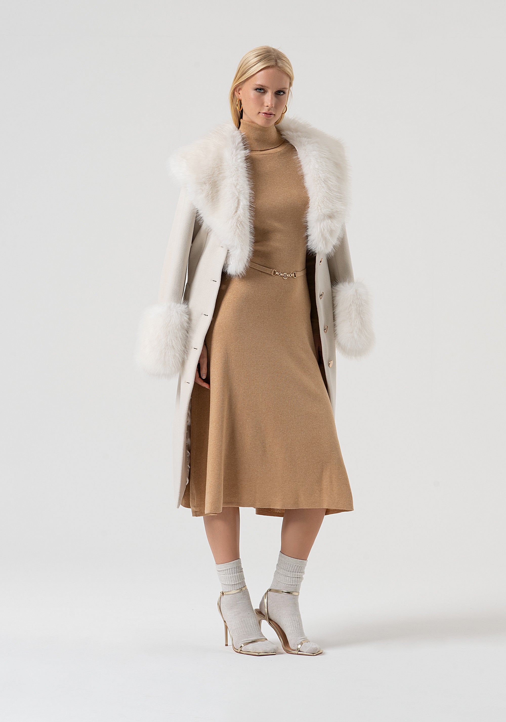 Abito flare midi in maglia con lana e lurex FR25WD5004K459Q7-S81 Fracomina
