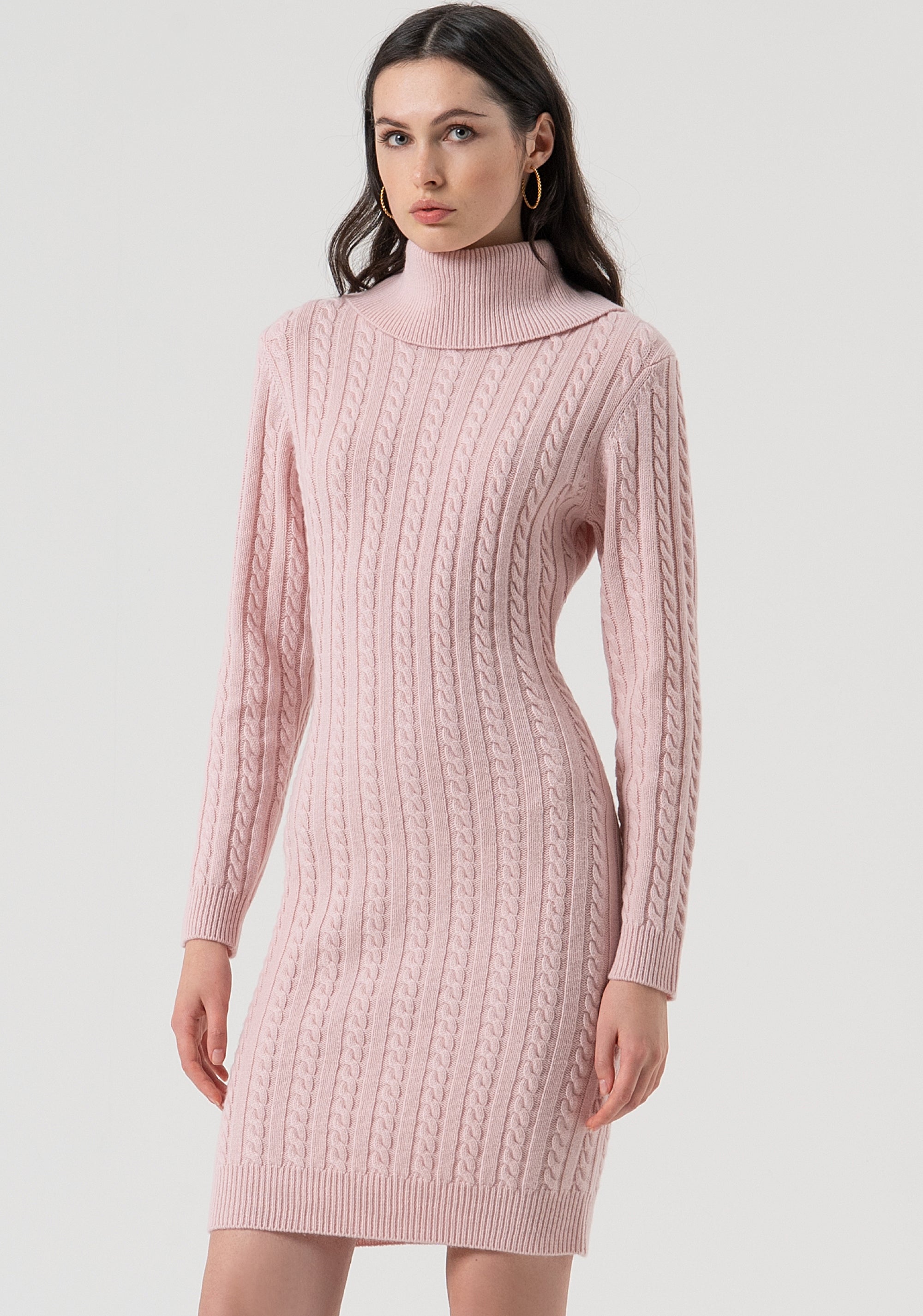 Abito regular mini in maglia a trecce in lana e cashmere FR25WD5007K53201-Q93 Fracomina