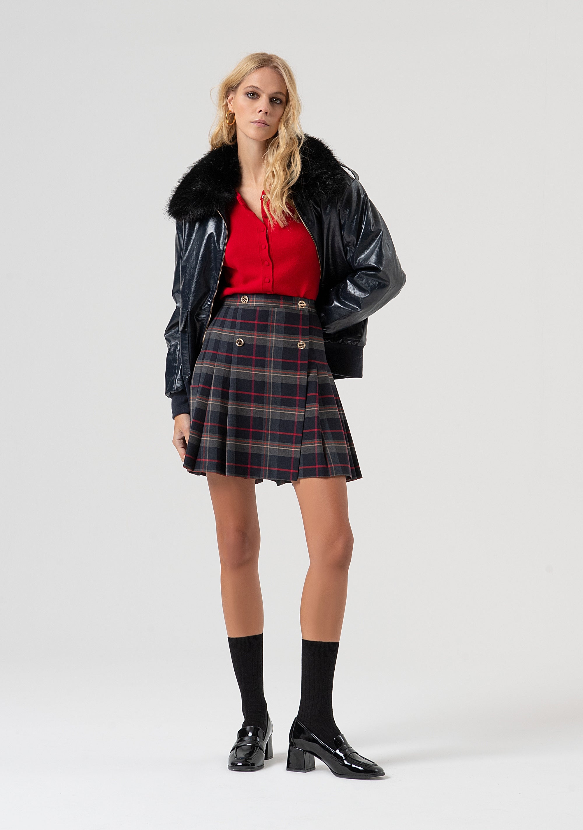 Gonna flare mini in fantasia tartan FR25WG1001W45995-T62 Fracomina