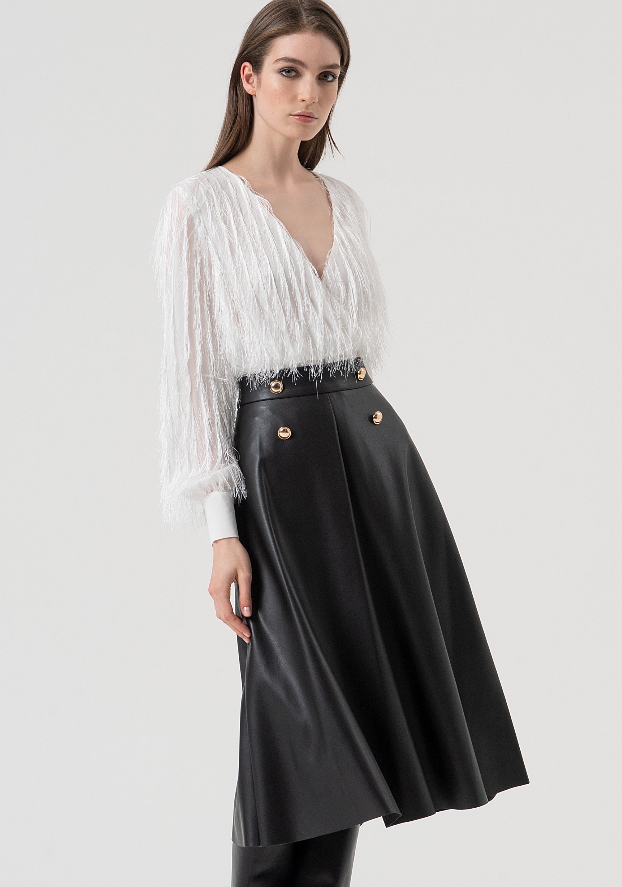 Gonna flare midi a vita alta FR25WG3002P41101-053 Fracomina